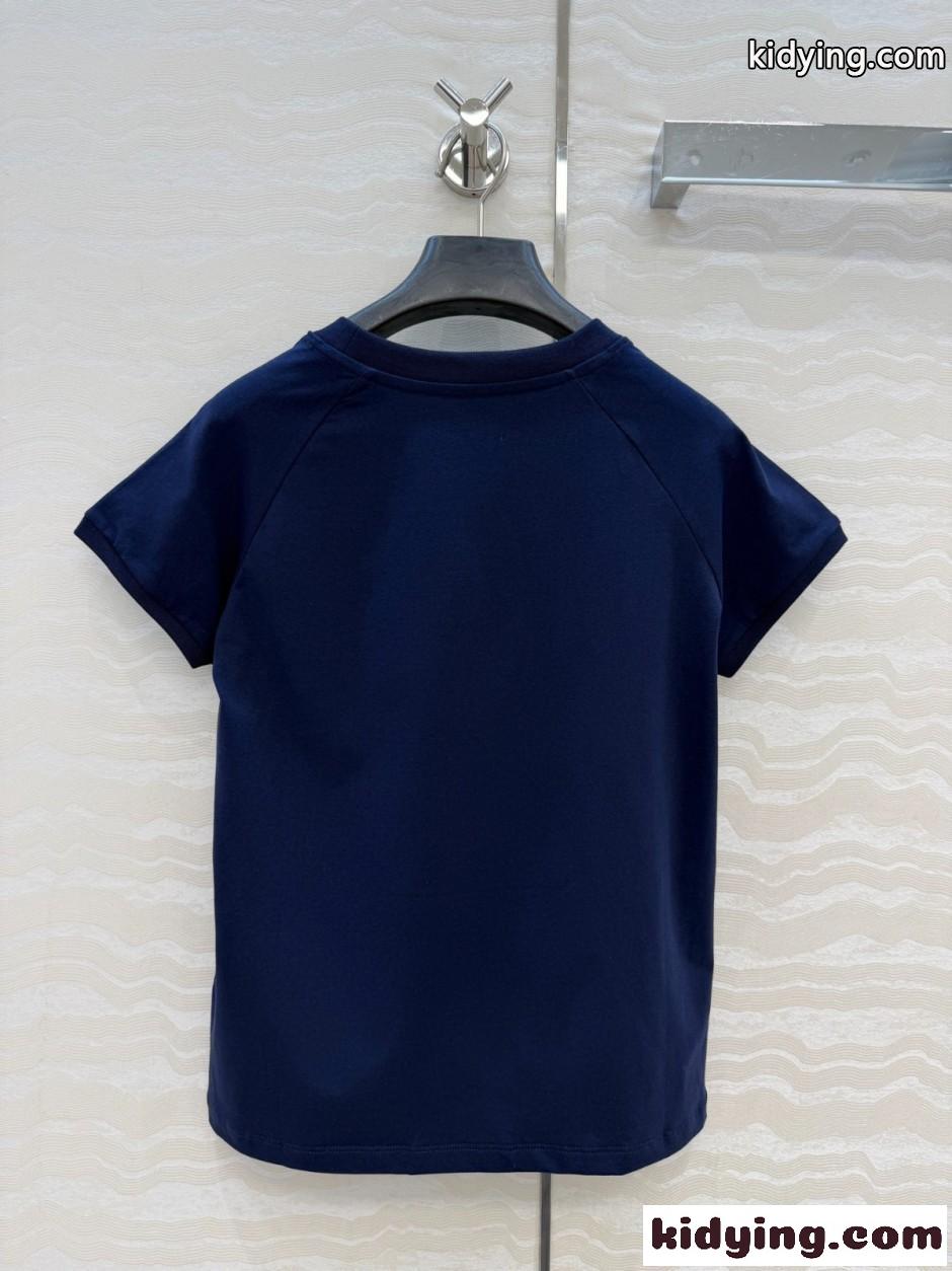 アナグラム クルーネック 半袖Tシャツ ロエベ Tシャツ 偽物 ネイビー-5