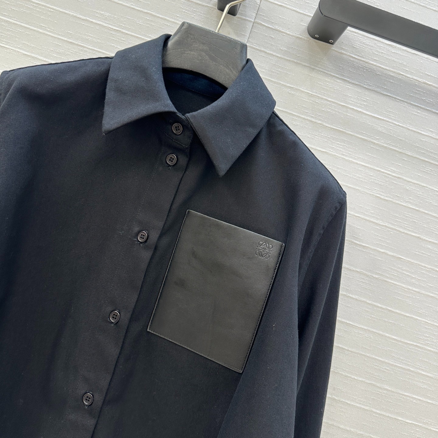 カジュアル リラックス コットン 長袖トップス ロエベ シャツ コピー ブラック-2