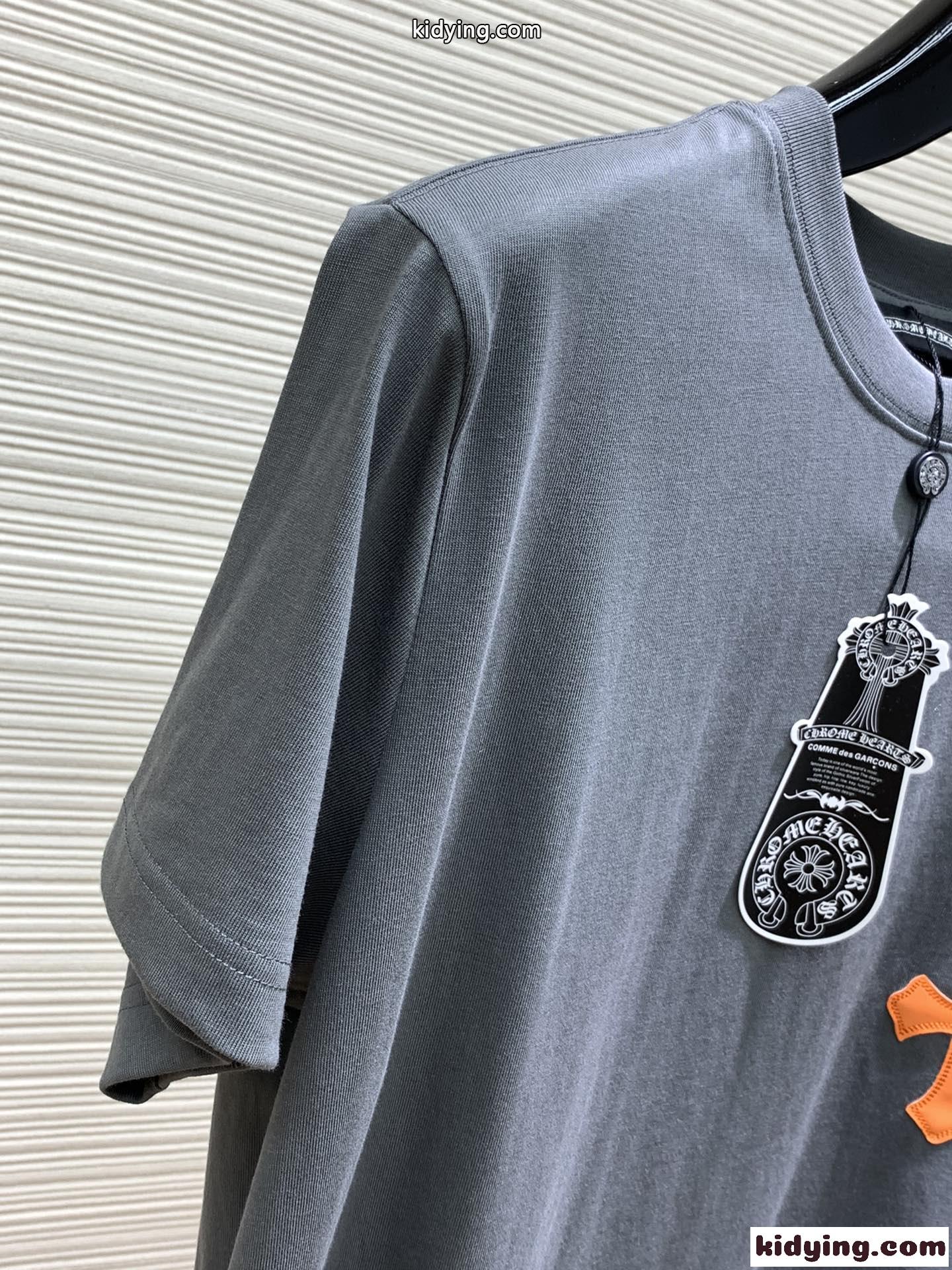 クロスパッチ クルーネック 半袖Tシャツ クロムハーツ Tシャツ コピー グレー-4