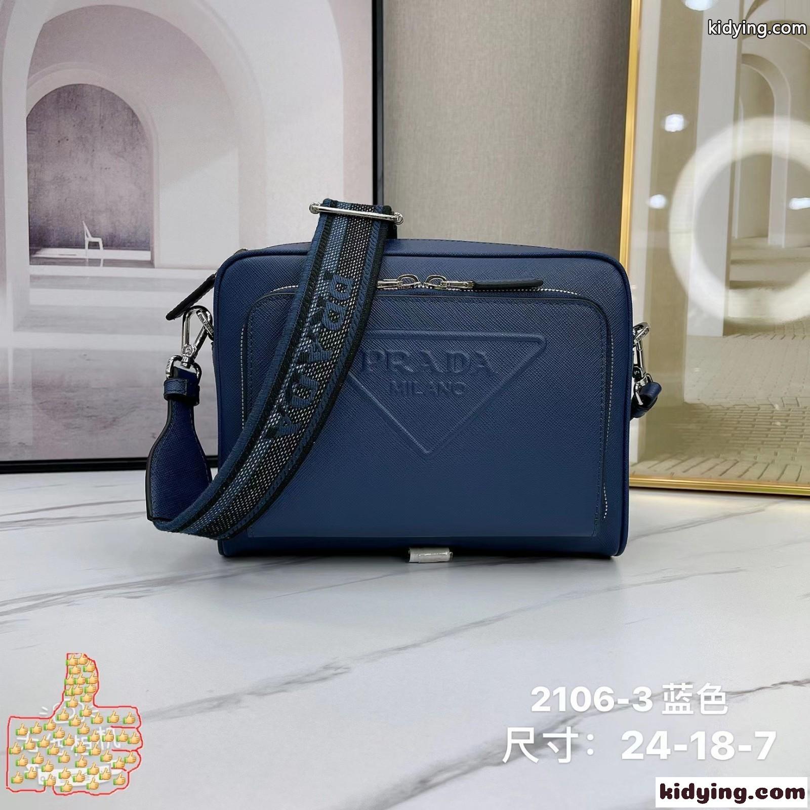 プラダ バッグ コピー 上品 ファッション メンズ ショルダーバッグ ブルー-0