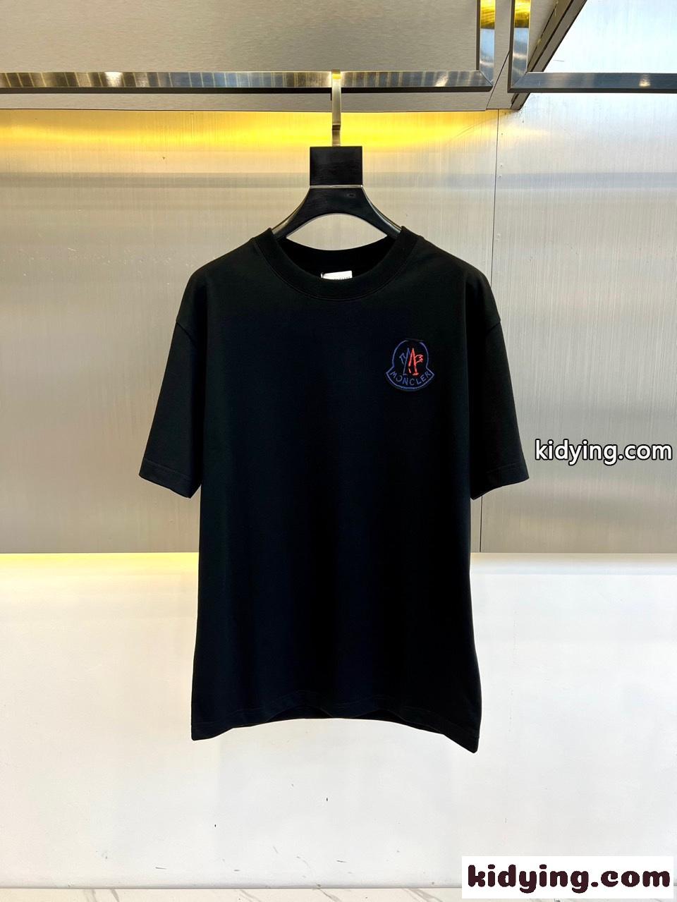 カジュアル リラックス コットン 半袖Tシャツ モンクレール Tシャツ コピー ブラック-4