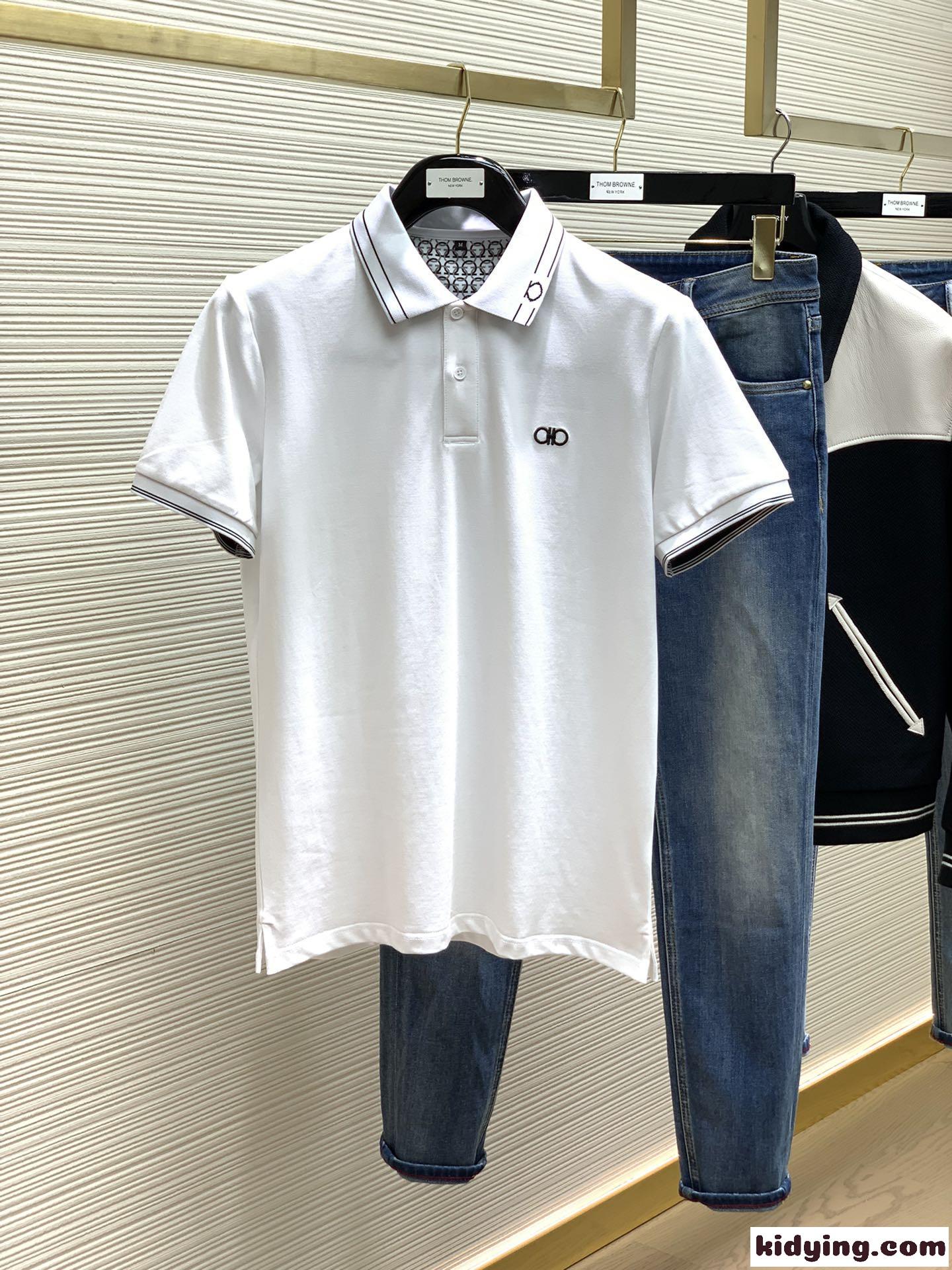 サルヴァトーレ・フェラガモ Tシャツ コピー メンズ 定番 快適 ロゴ 半袖 ポロシャツ-0