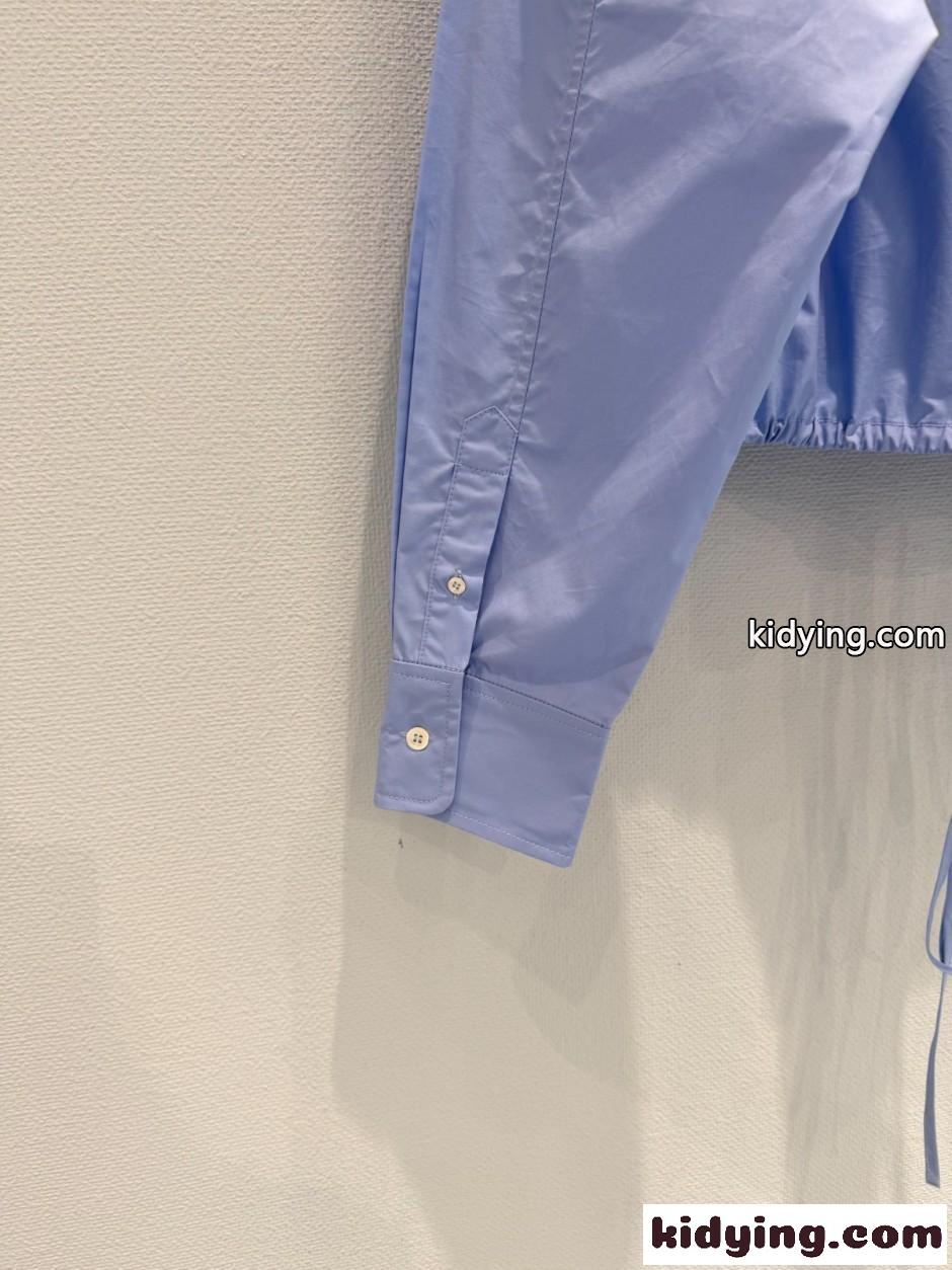 クロップド コットンシャツ アレキサンダーワング シャツ コピー ブルー-3