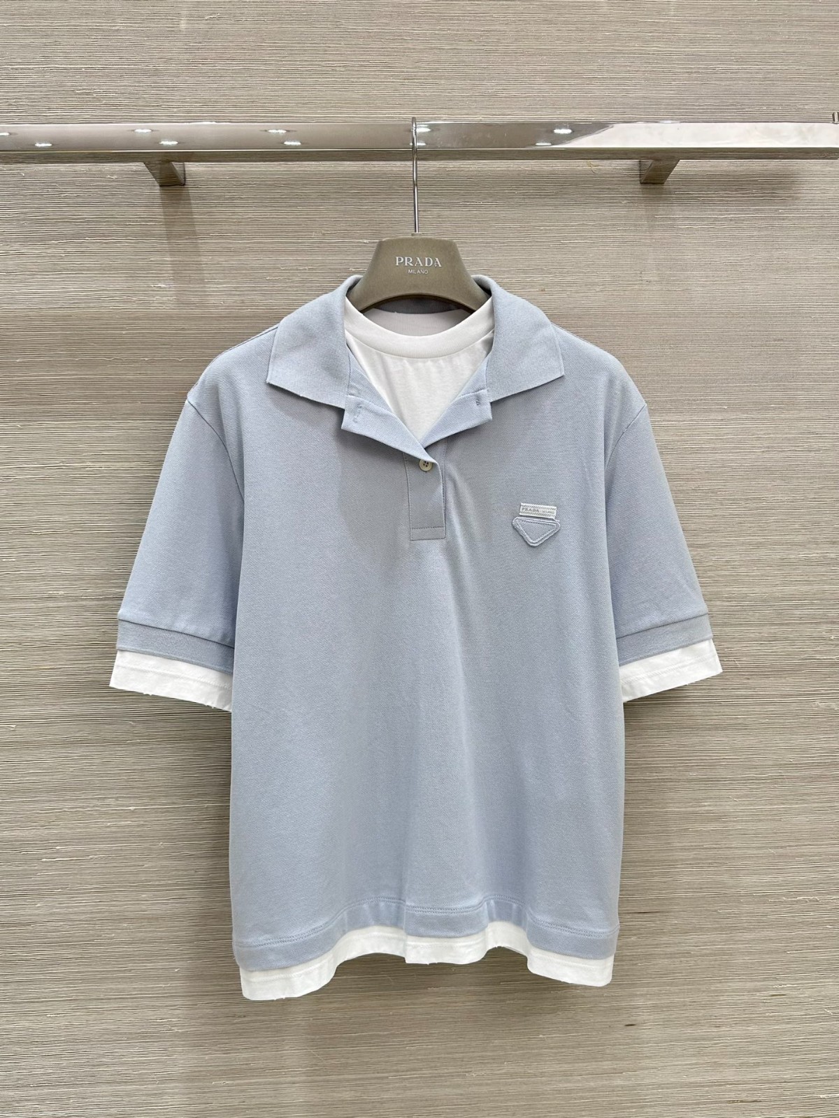プラダ Tシャツ コピー カジュアル おしゃれ ポロシャツ グレー-2