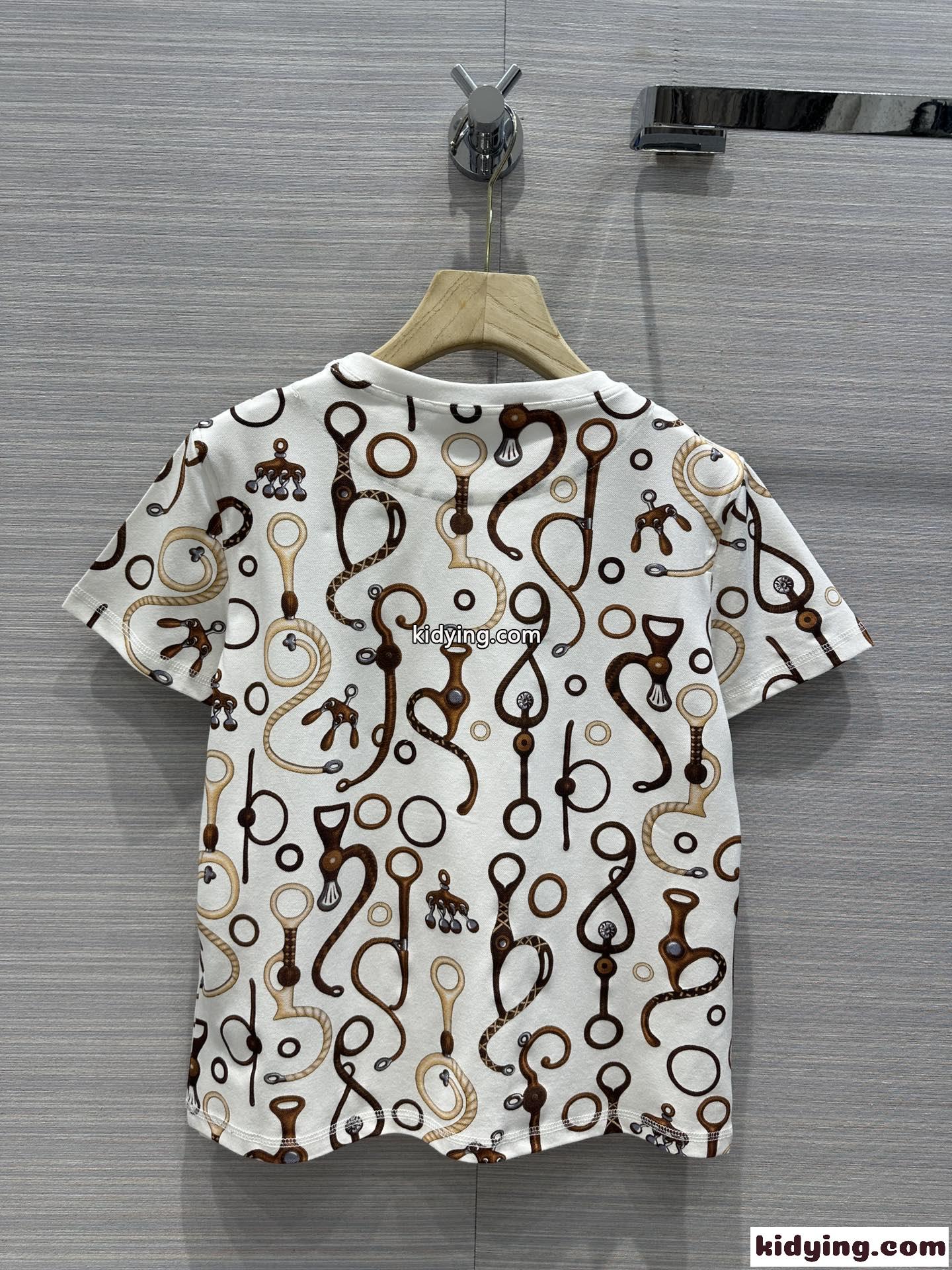 2024春夏 プリント クルーネック 半袖Tシャツ エルメス Tシャツ コピー レディース-4