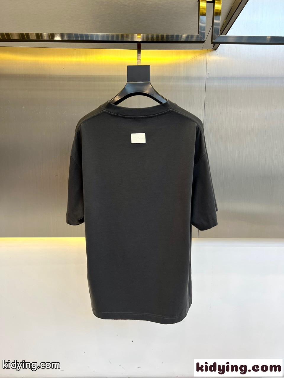 カジュアル ロゴ 半袖Tシャツ ドルチェ&ガッバーナ Tシャツ 偽物 コットン グレー-3