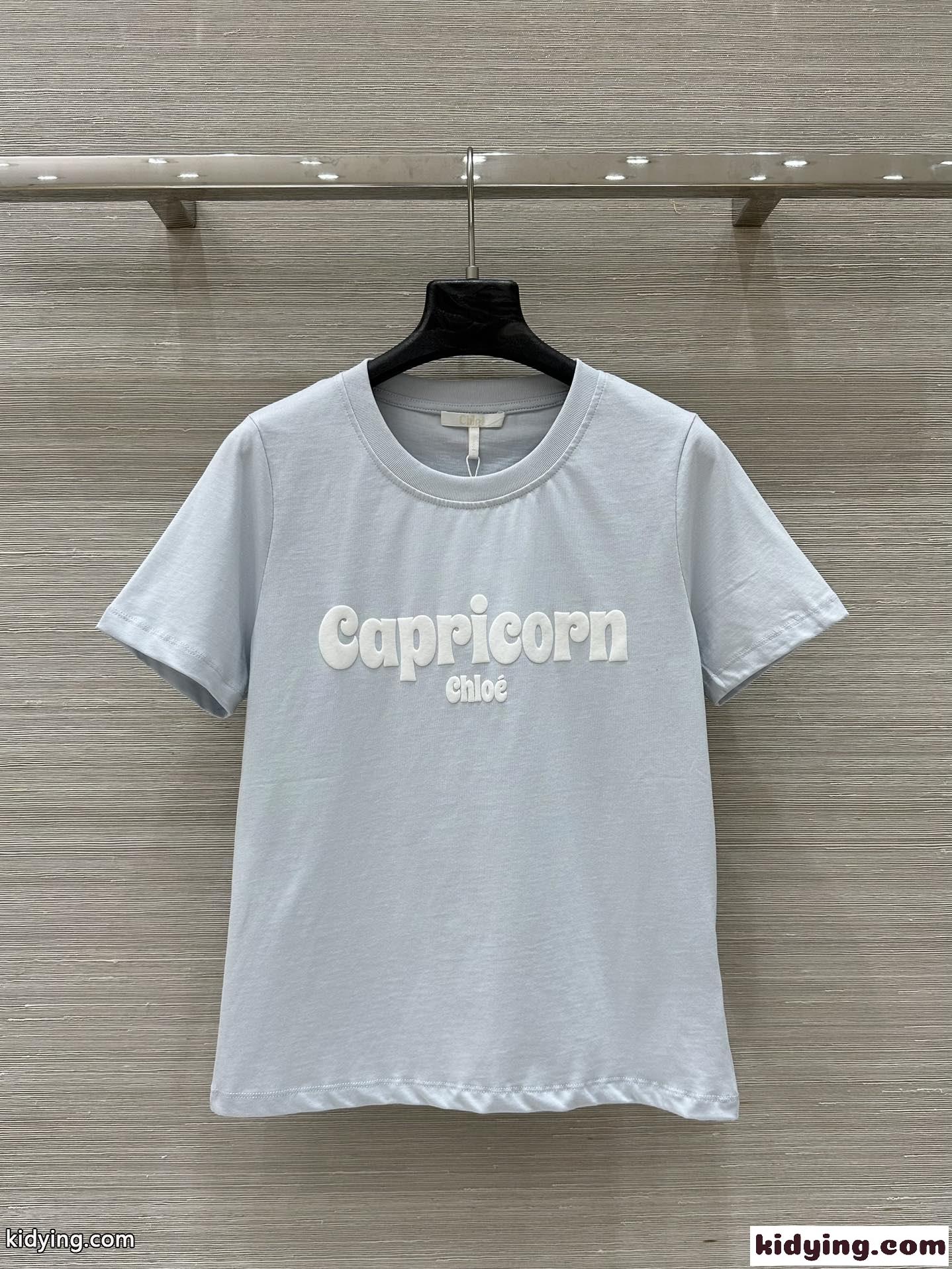 コットンジャージー CAPRICORNTシャツ クロエ Tシャツ スーパーコピー ブルー-2
