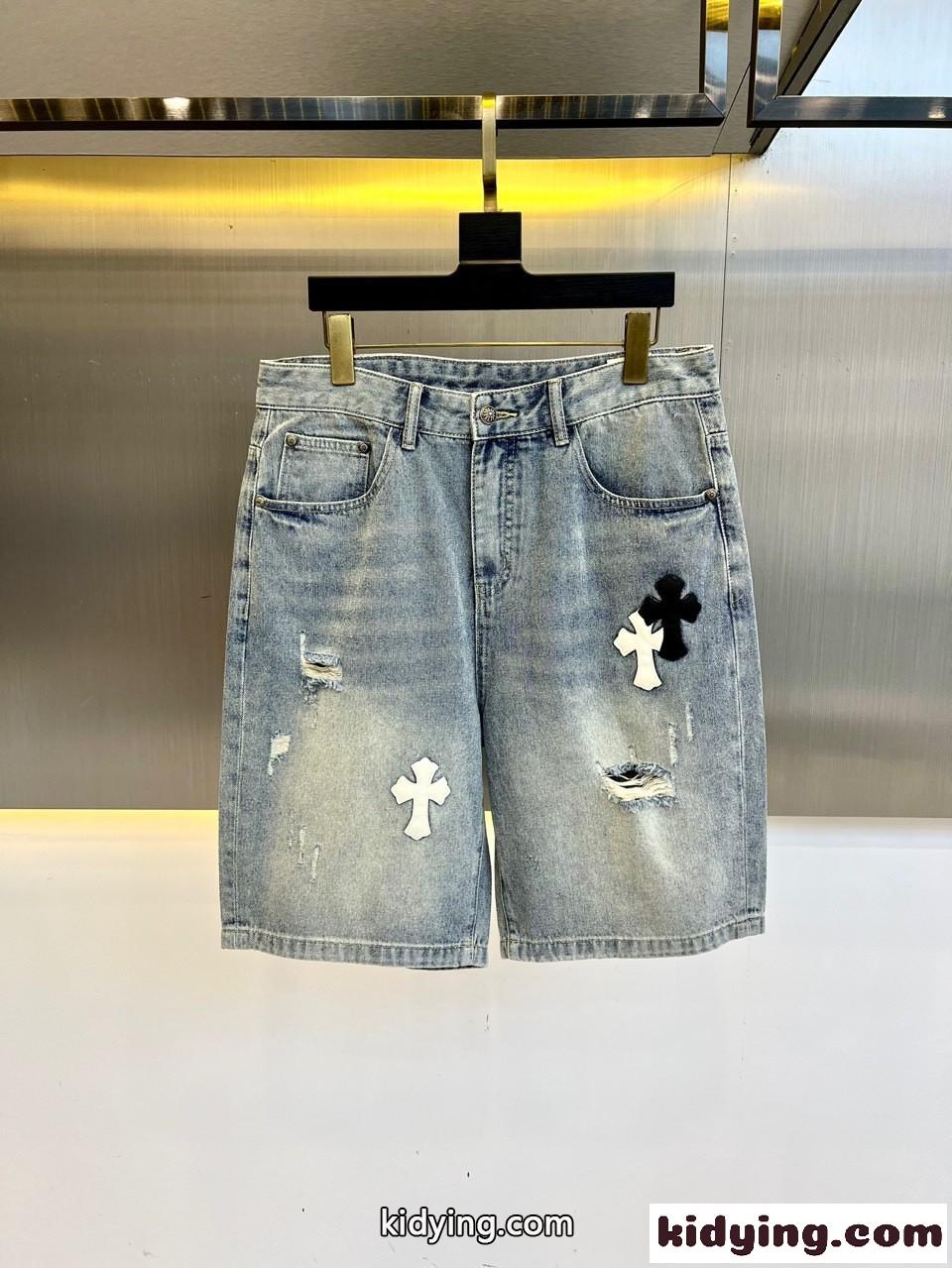 コットン デニム ショートパンツ クロムハーツ パンツ 偽物 合わせやすい-0