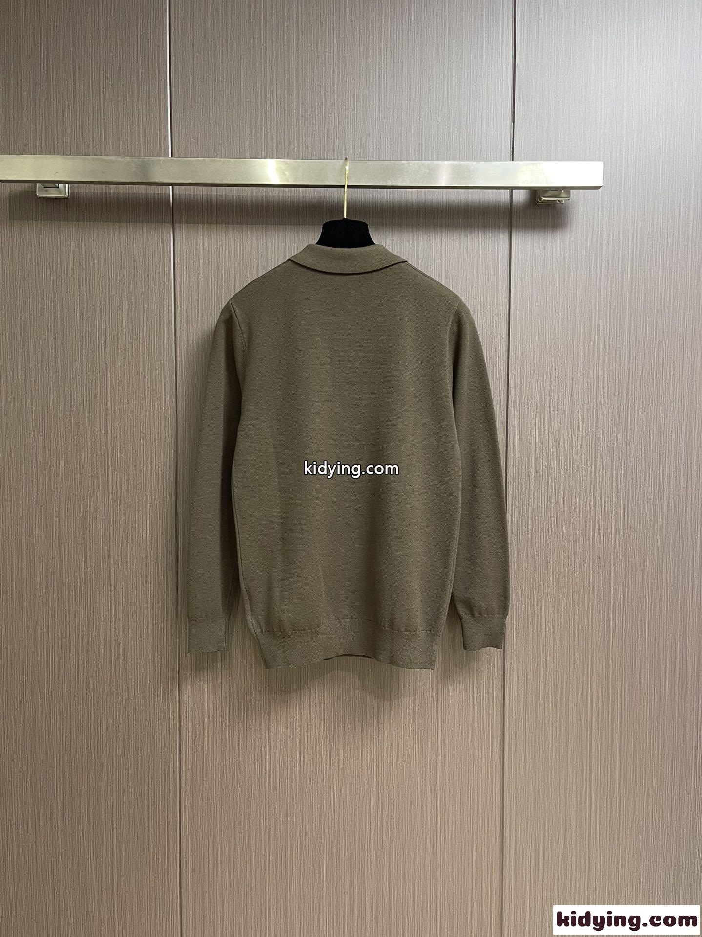 洗練された モダン ハーフジップ ニットポロ プラダ ニット コピー ダークグリーン-1