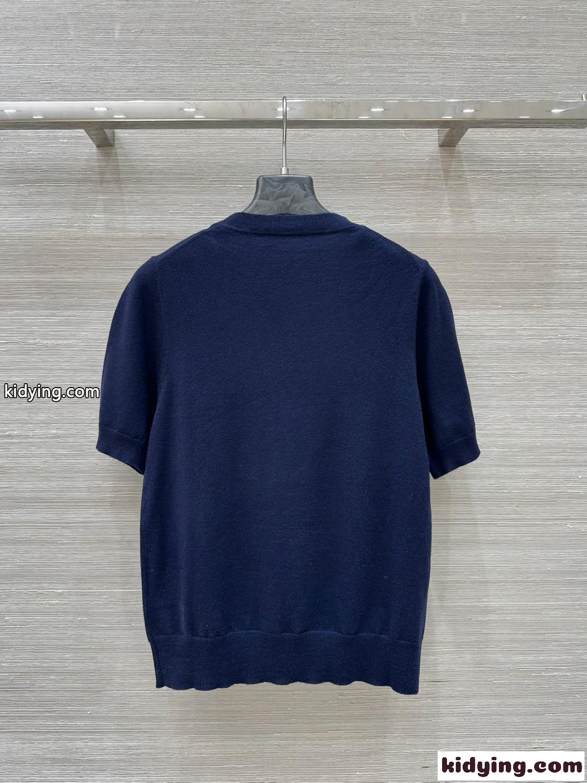Hリフト ショートスリーブニット エルメス ニット コピー レディース トップス ネイビー-5