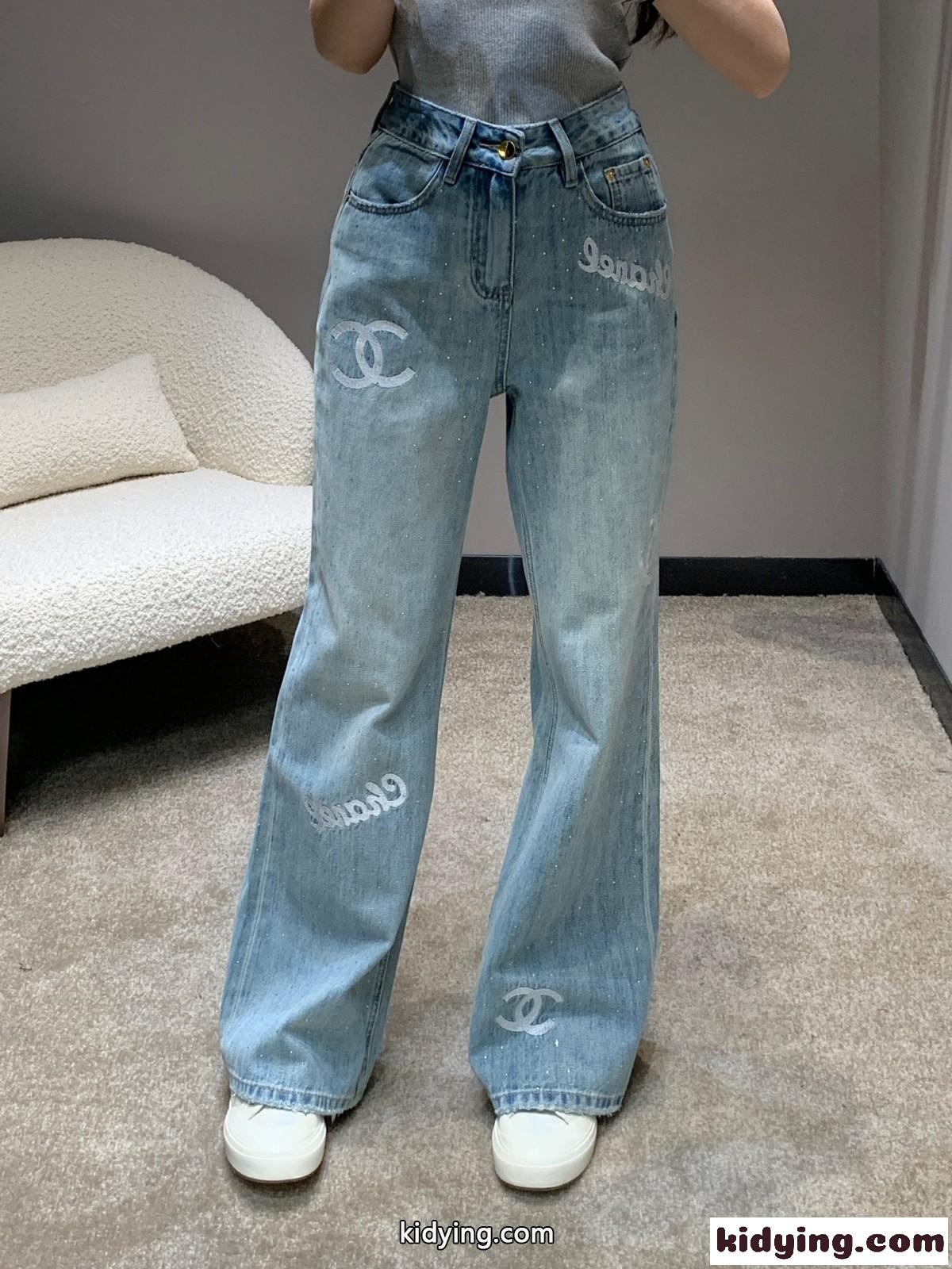 カジュアル ゆったり ストレート デニムパンツ シャネル ジーンズ 偽物-4