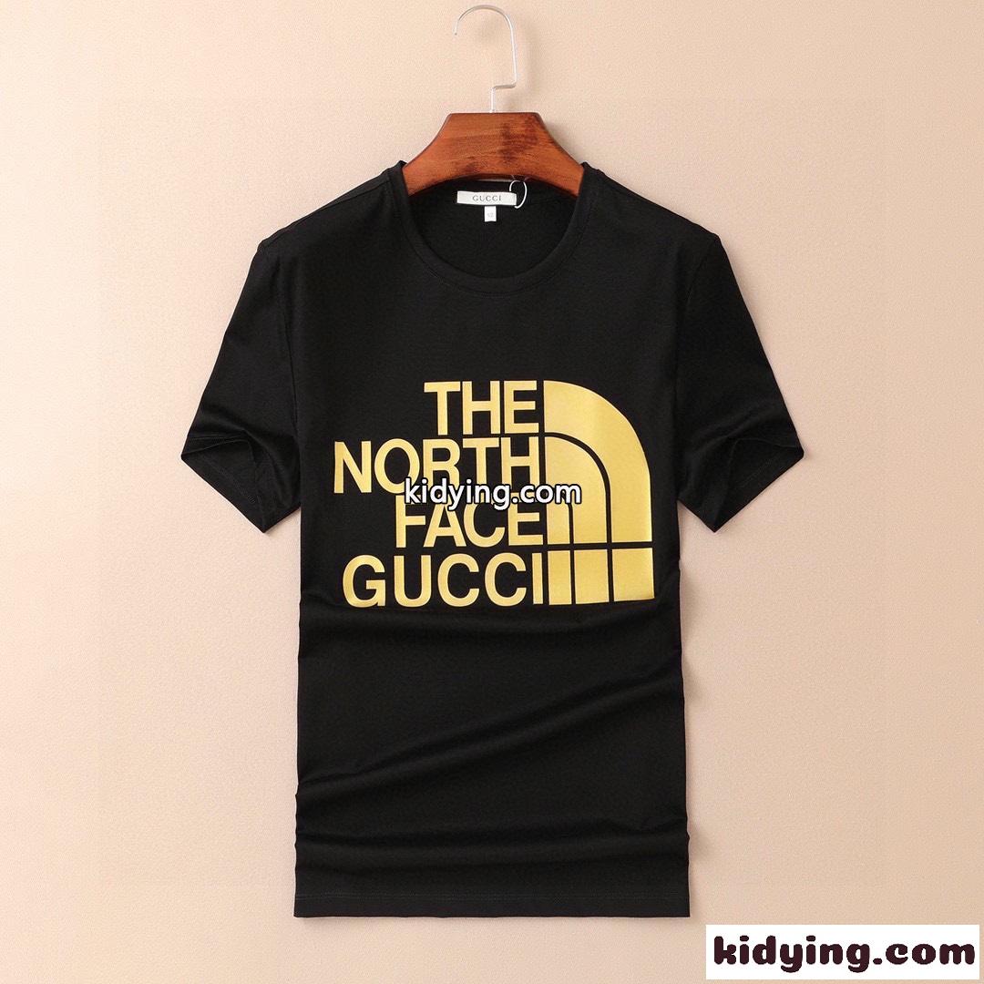 THE NORTH FACE x GUCCI 人気 ロゴ プリント グッチ 半袖Tシャツ コピー クルーネック トップス-0