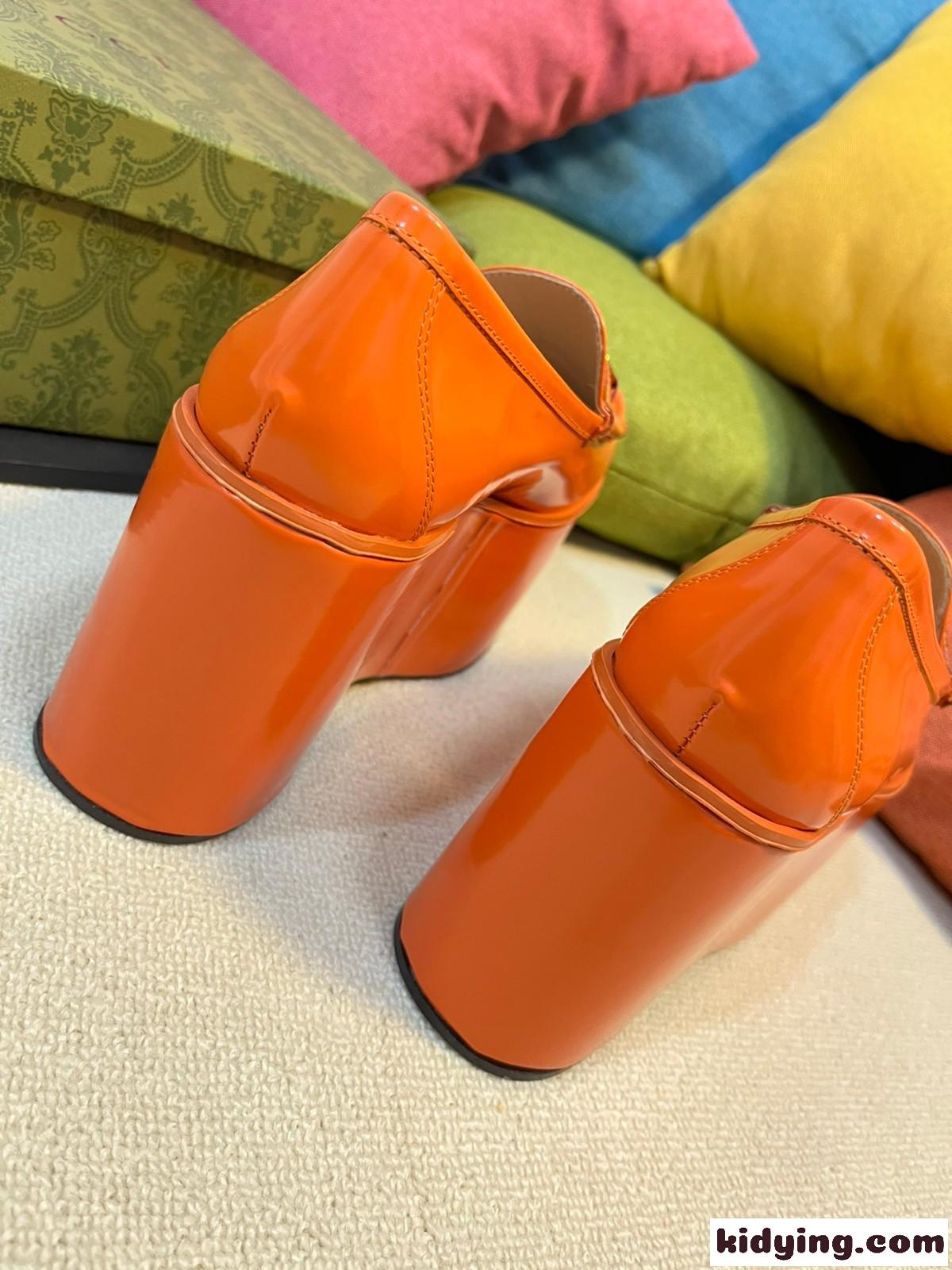 GUCCI ホースビット ウィメンズ プラットフォーム ローファー グッチ シューズ コピー オレンジ-3