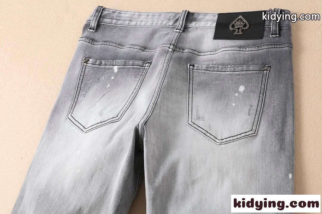 ストリート オシャレ ダメージ加工 個性派 クロムハーツ ジーンズ コピー デニムパンツ カジュアル メンズ-3