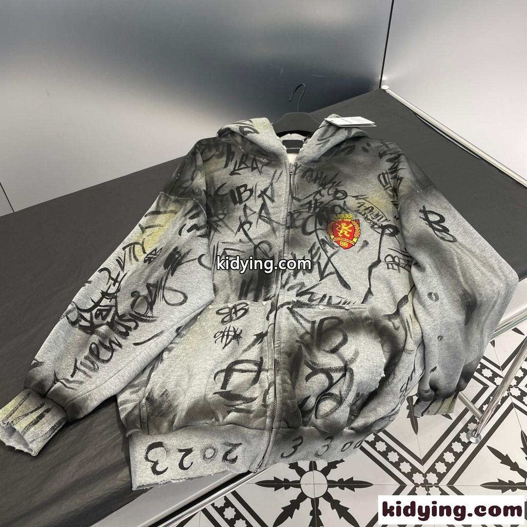 カジュアル おしゃれ バレンシアガ SKATER ジップアップ HOODIE コピー グレー-1