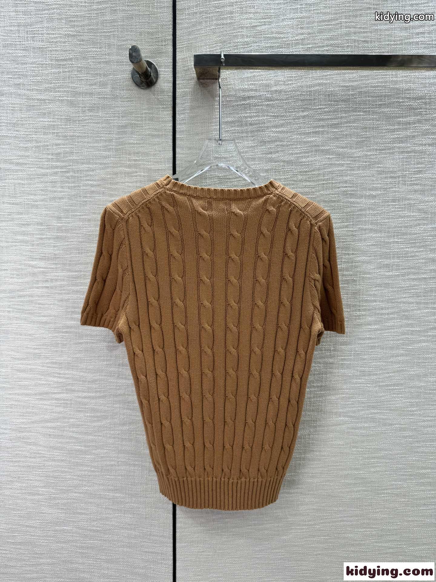 コットン ケーブル ショートスリーブ セーター ラルフローレン ニットウェア コピー ブラウン-4