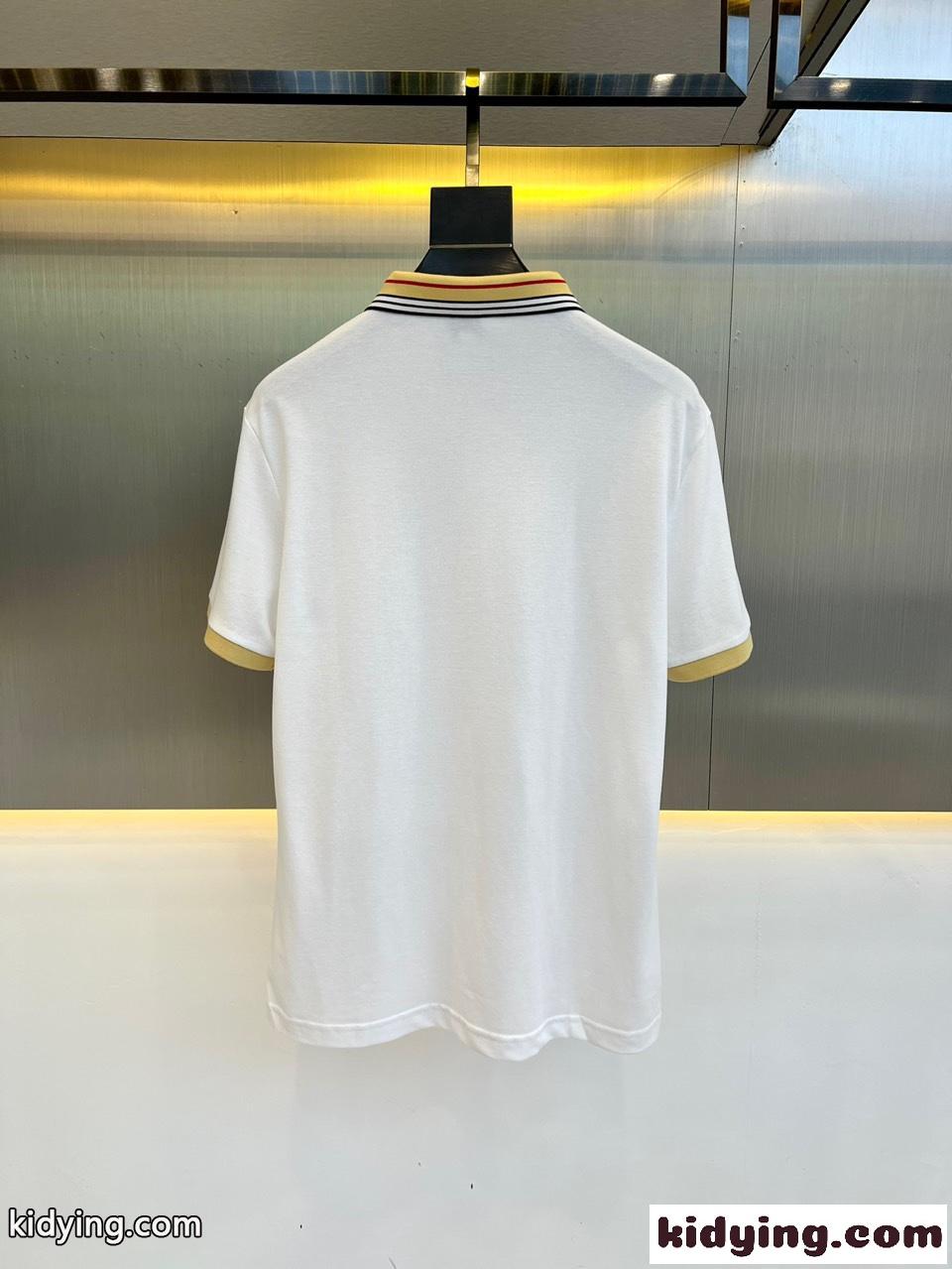 着心地いい コットンピケ 半袖 ポロシャツ バーバリー Tシャツ コピー ホワイト-3