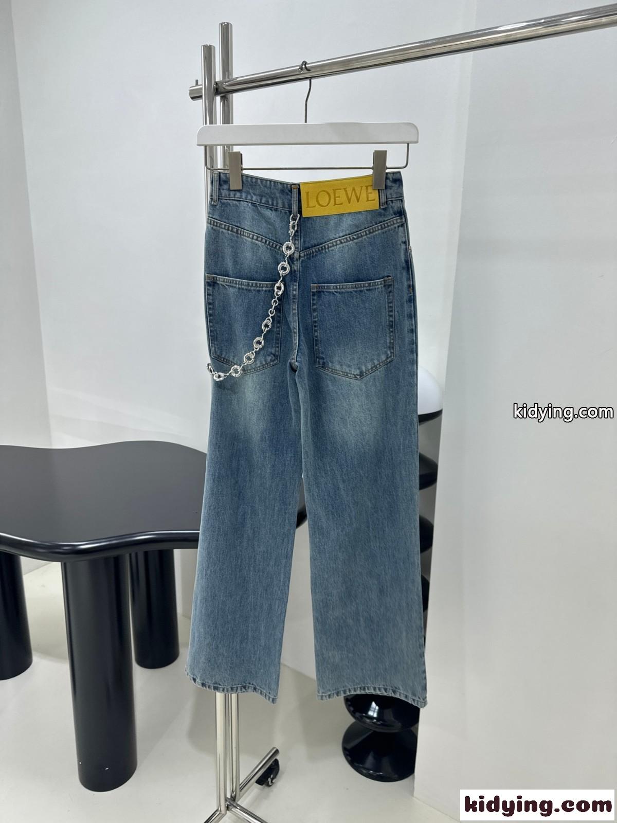チェーン付き デニムパンツ ロエベ ジーンズ コピー レディース-1