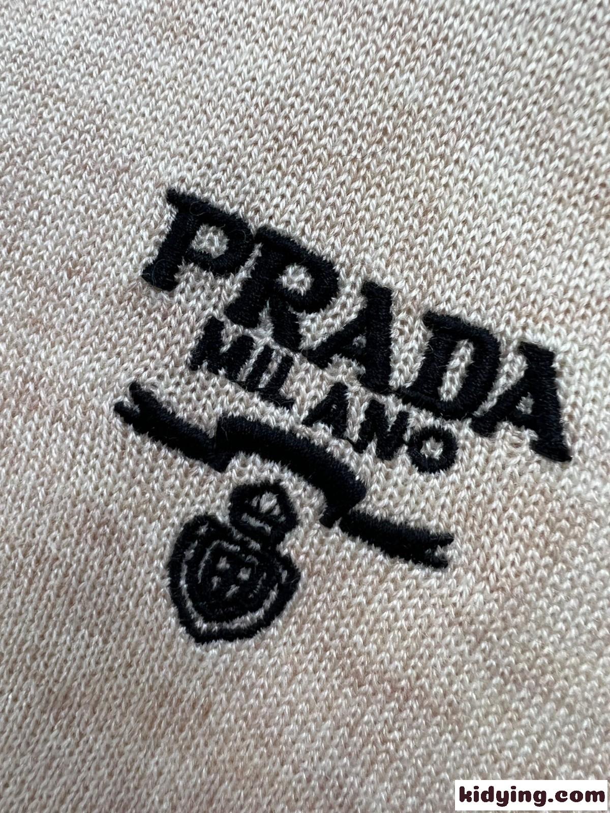 カジュアル メンズ 春夏 ニット ポロシャツ プラダ ニット コピー ベージュ-2