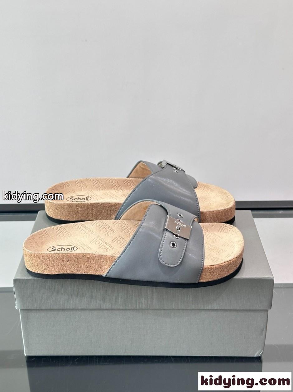 BALENCIAGA × Scholl コラボレーション サンダル バレンシアガ コピー グレー-0