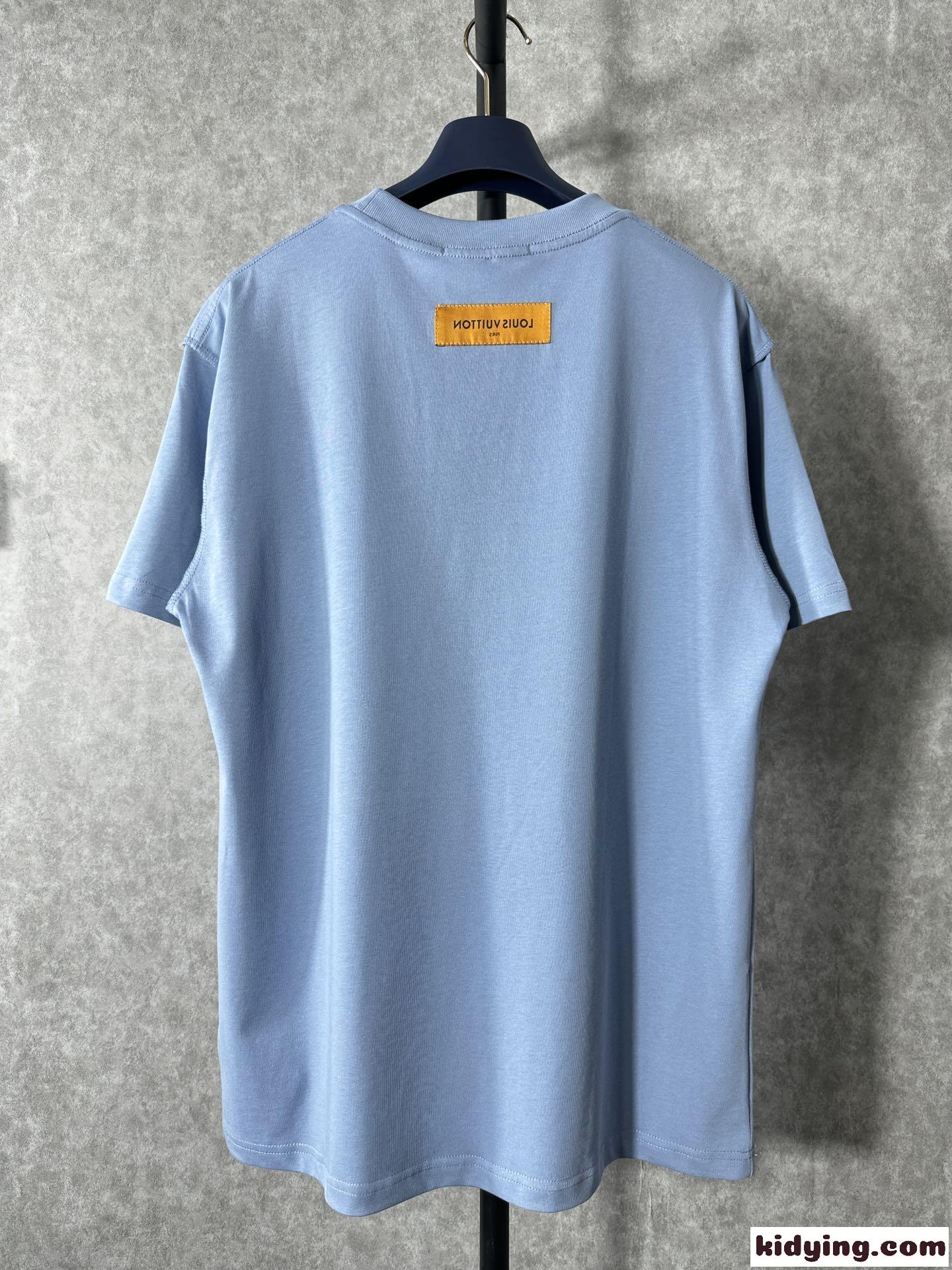 シンプル クルーネック コットン 半袖Tシャツ ルイ・ヴィトン Tシャツ コピー ユニセックス-1