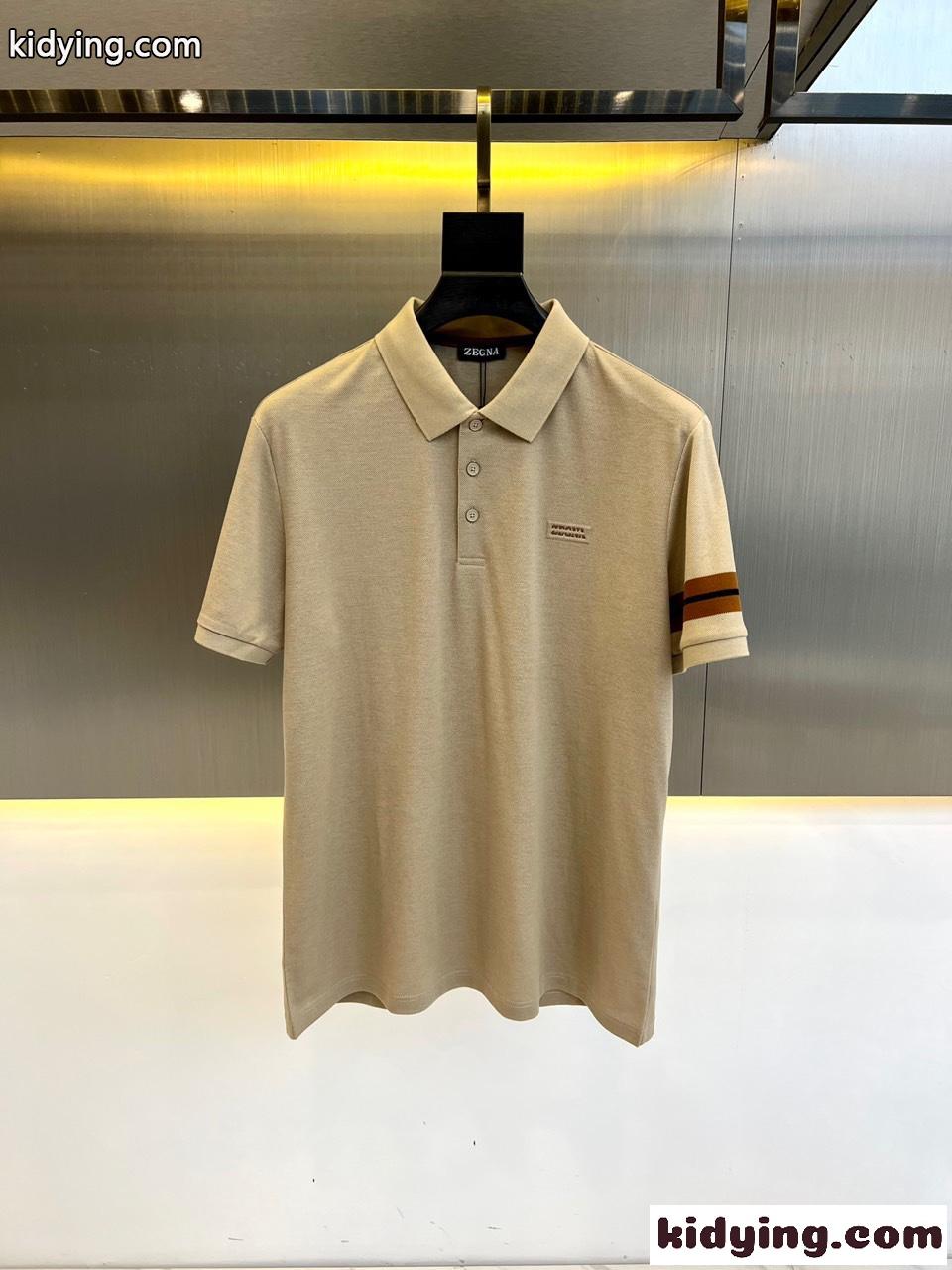 カジュアル 定番 エルメネジルド・ゼニア Tシャツ コピー 半袖ポロシャツ カーキ-0