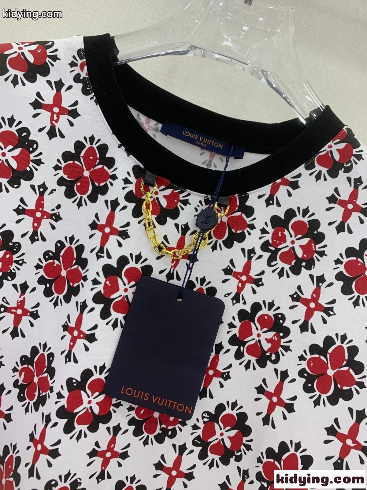 ヴィンテージ モノグラム プリント 半袖Tシャツ ルイ・ヴィトン Tシャツ コピー コットン-1
