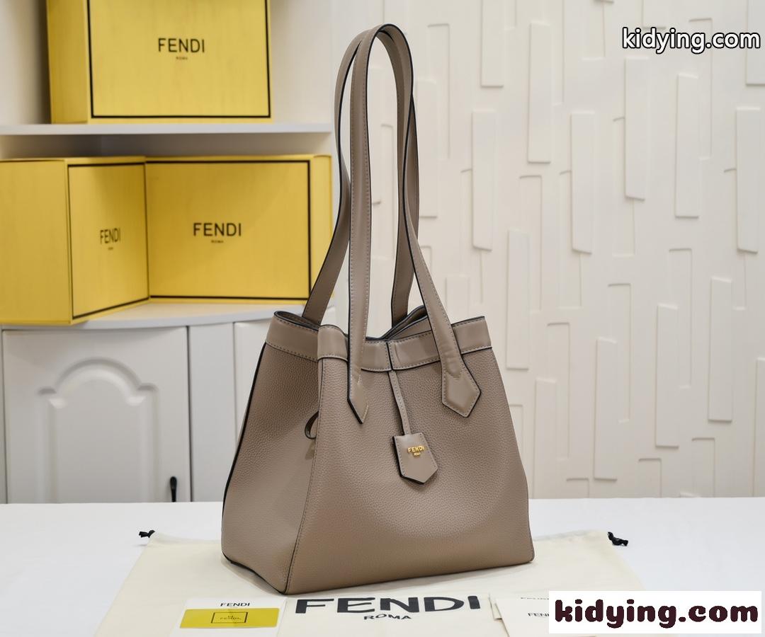 フェンディ バッグ コピー Fendi Origami ミディアム グレーレザー 変形バッグ-1