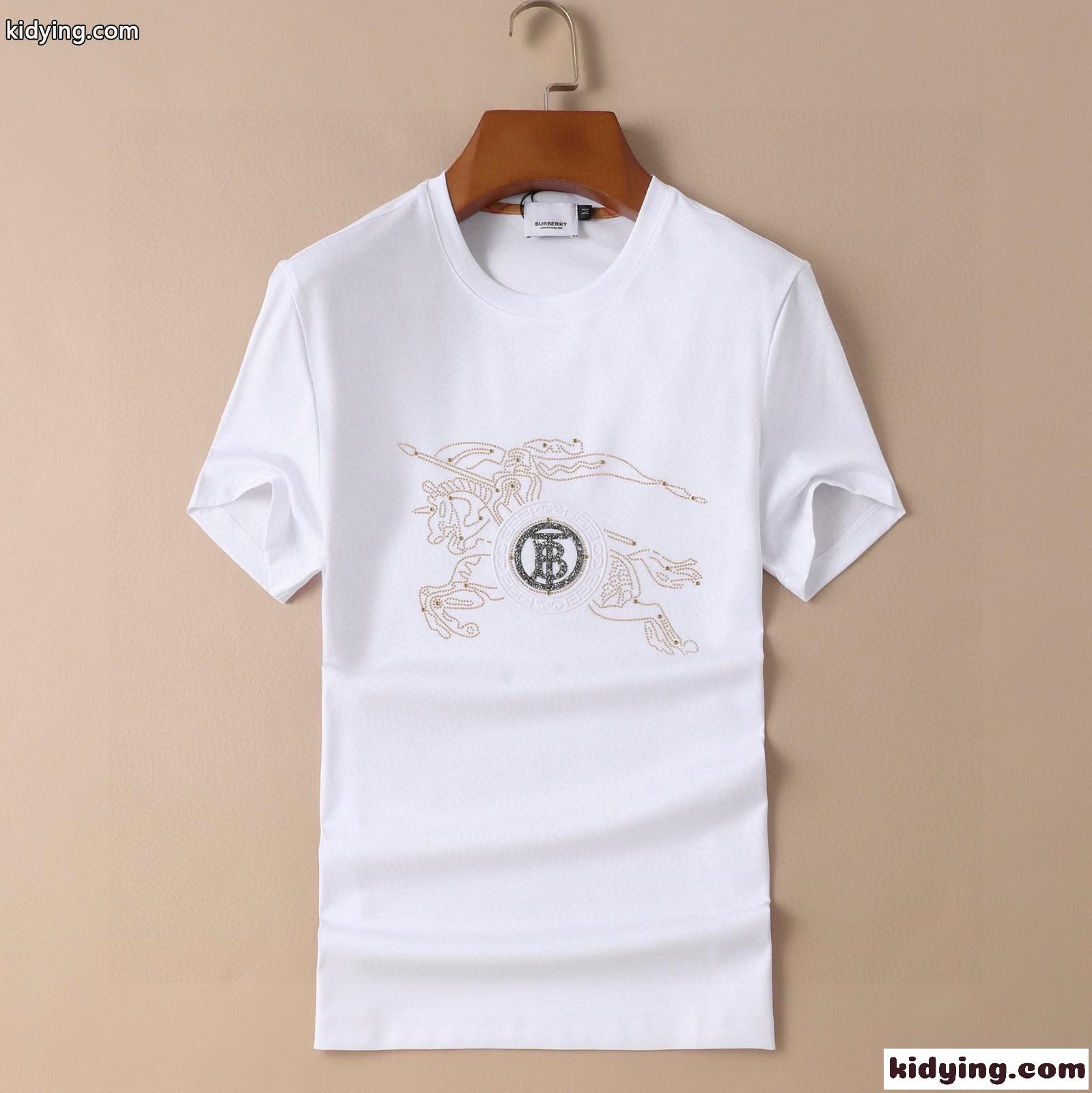 カジュアル ストリート おしゃれ バーバリー 半袖tシャツ コピー クルーネック ロゴ 快適 メンズ トップス-2