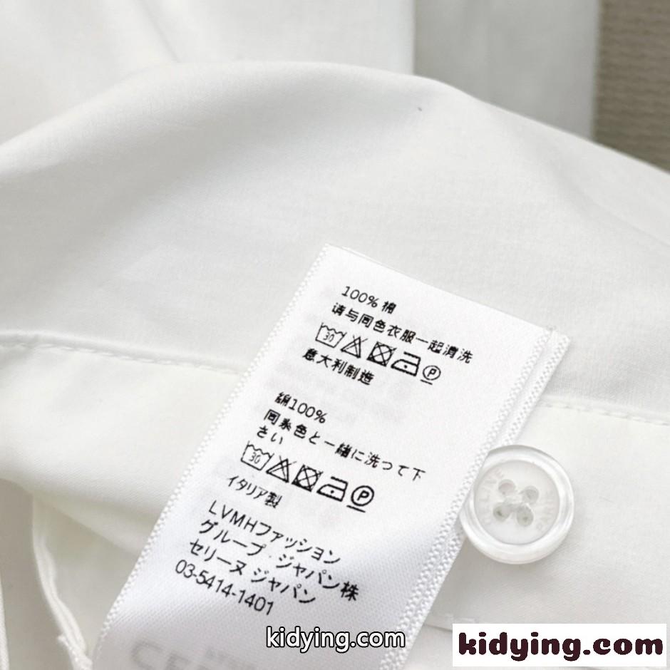 セリーヌ シャツ 偽物 フェンミン 可愛い トリオンフ コットンシャツ-3
