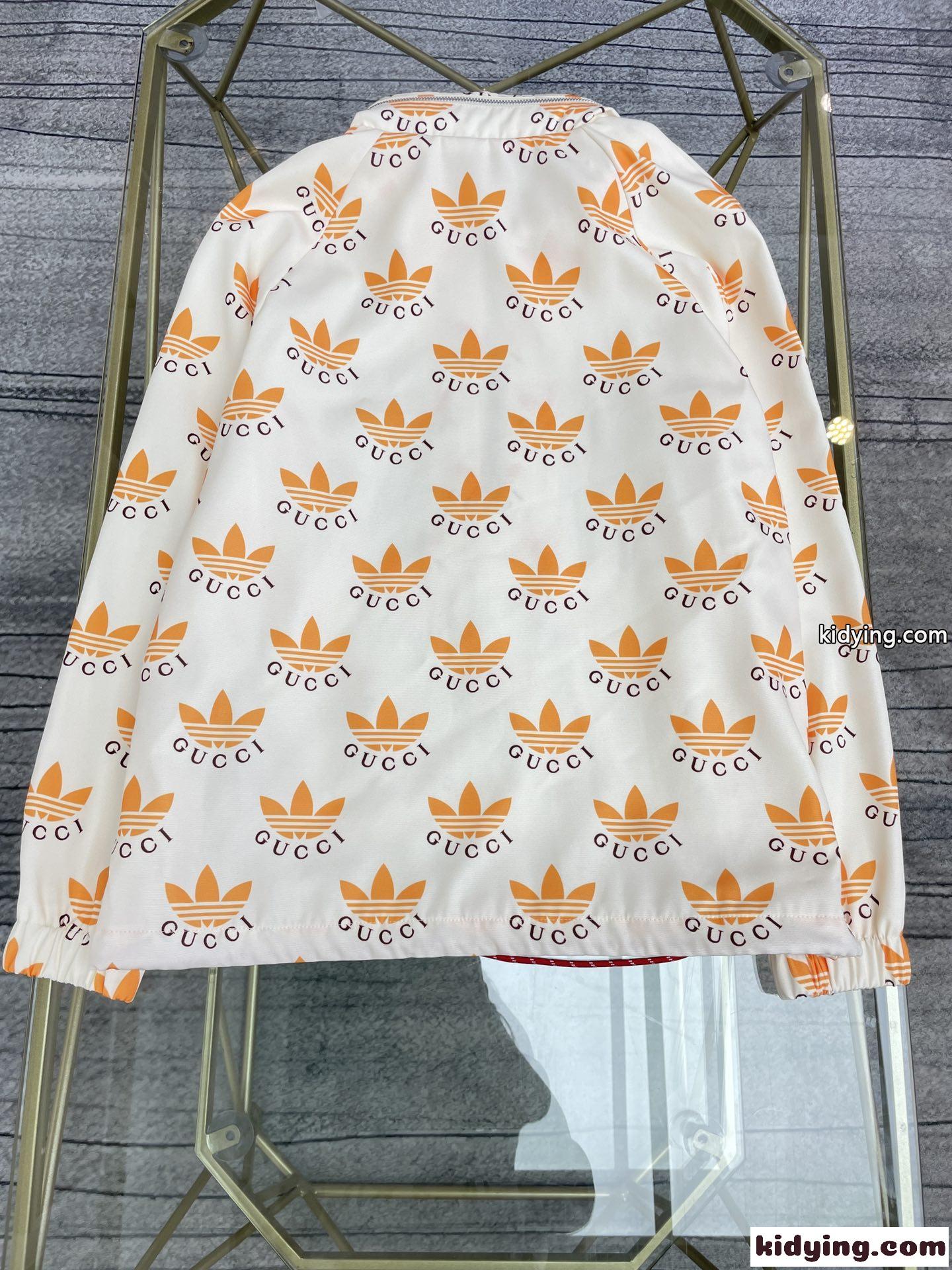注目コラボ& adidas x Gucci トレフォイル プリント ジャケット グッチ ジャケット コピー 長袖 日焼け止め-4