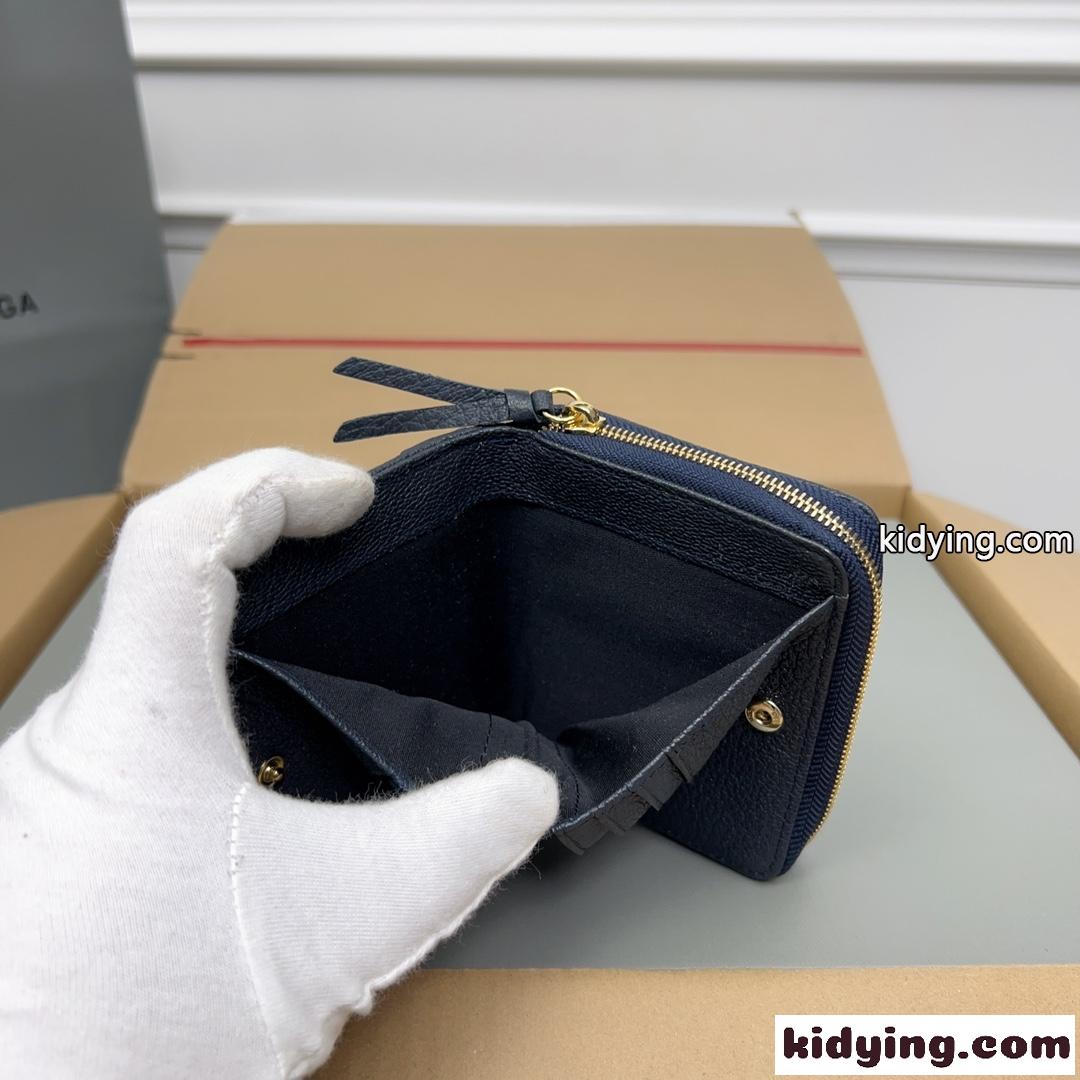 カジュアル グレインレザー コンパクトウォレット バレンシアガ 財布 コピー 二つ折り財布 ネイビー-5