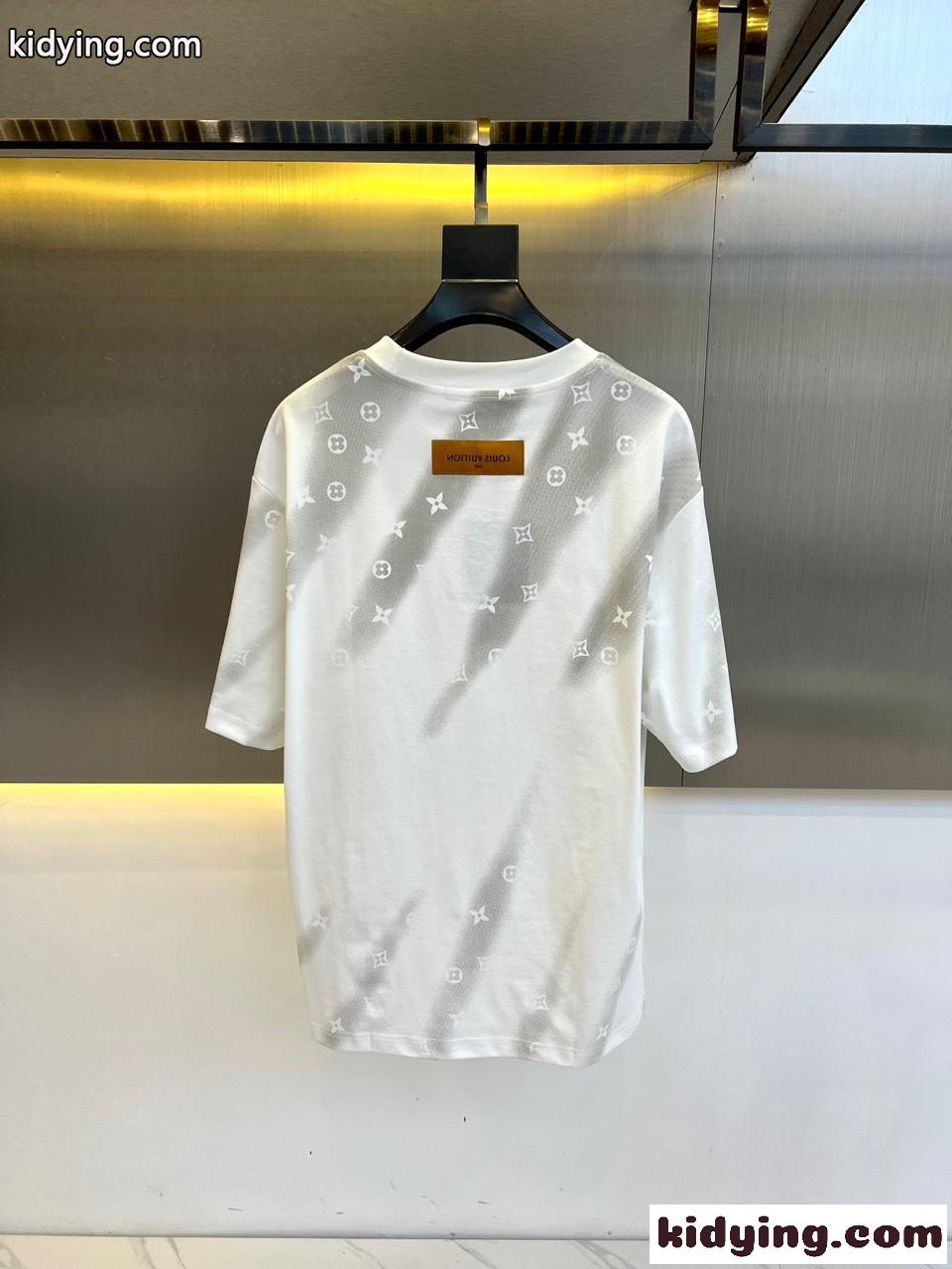 お洒落 カジュアル ルイ・ヴィトン Tシャツ コピー ロゴ 半袖Tシャツ ホワイト-3
