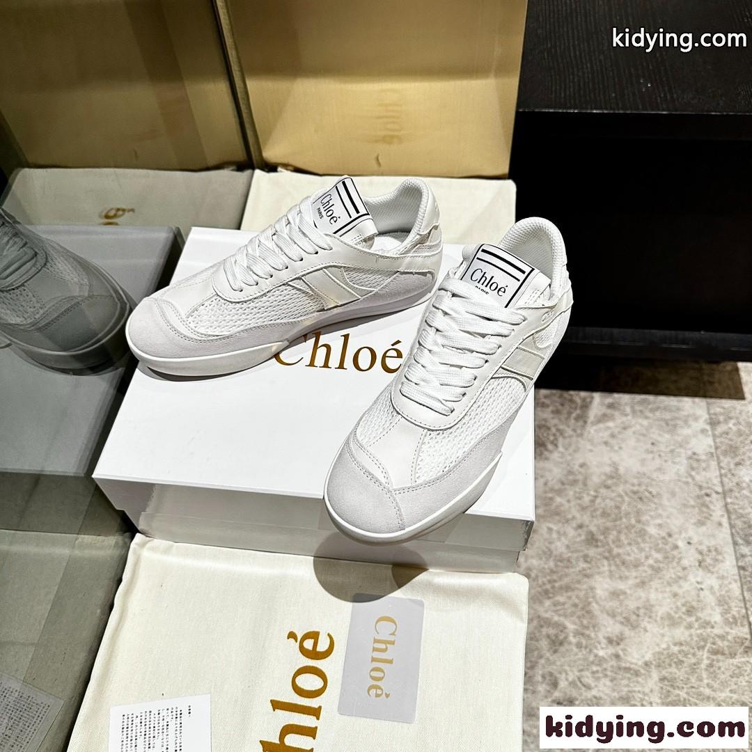 クロエ スニーカー スーパーコピー メッシュ＆レザー CHLOÉ KICK スニーカー ホワイト-4