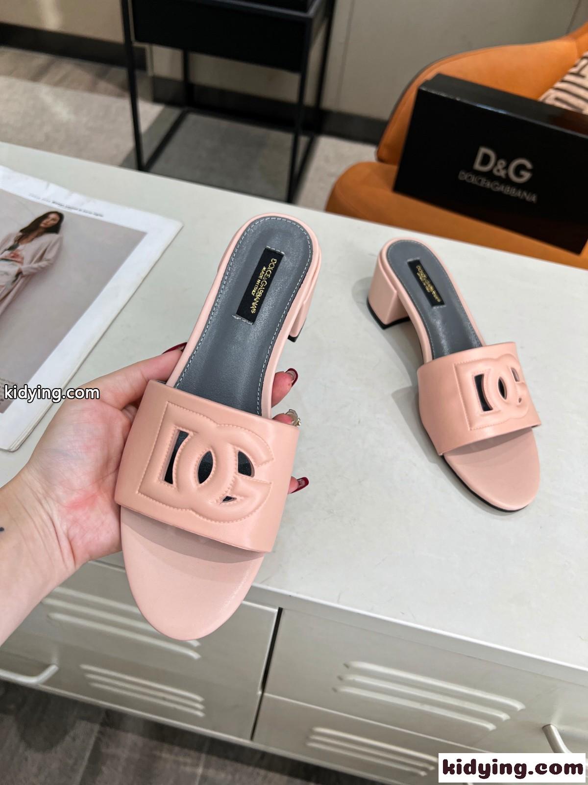 ミュール カーフスキン DG MILLENIALSロゴ ドルチェ&ガッバーナ サンダル コピー ピンク-4