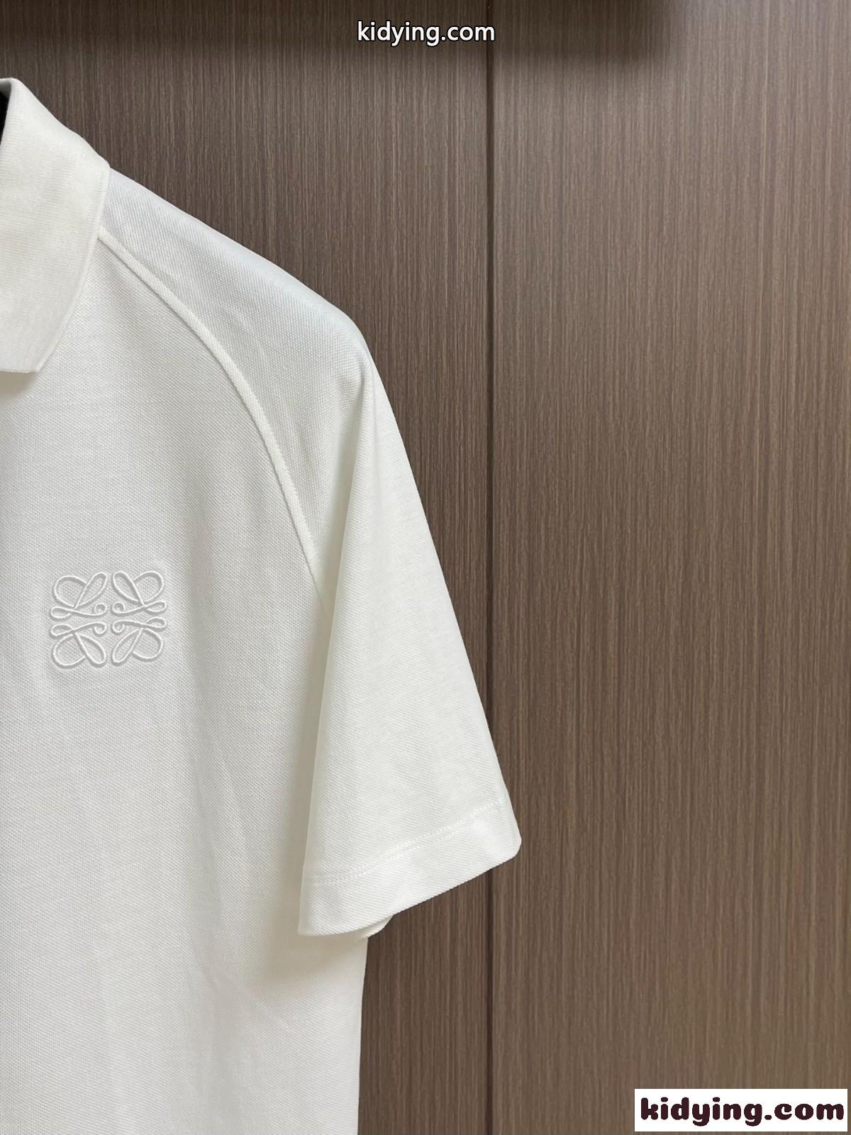シンプル 合わせやすい コットン ポロシャツ ロエベ Tシャツ コピー 半袖 ホワイト-2