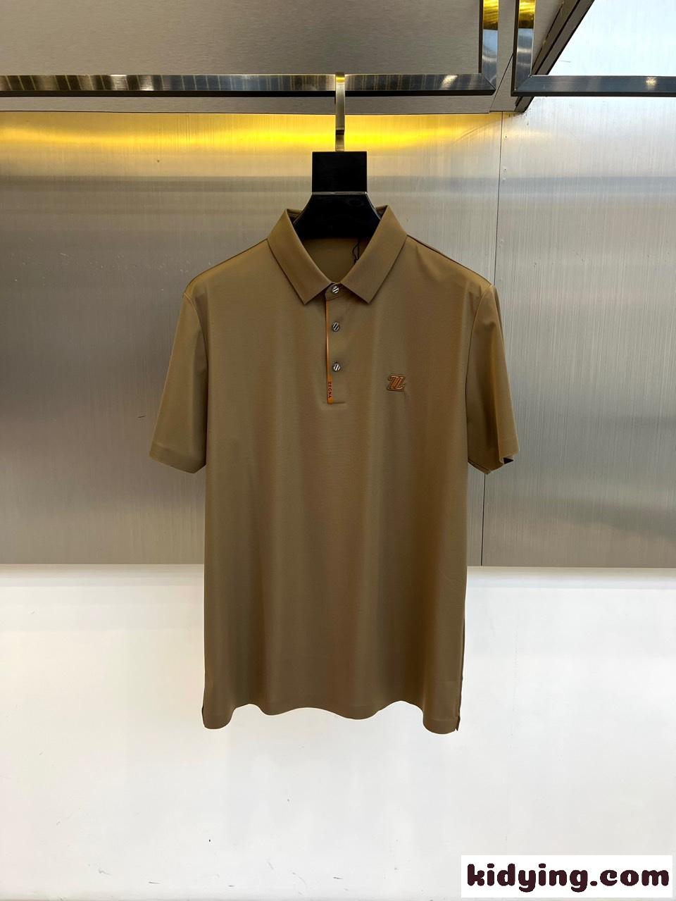 カジュアル 上品 コットン ポロシャツ エルメネジルド・ゼニア Tシャツ 偽物 グリーン-0