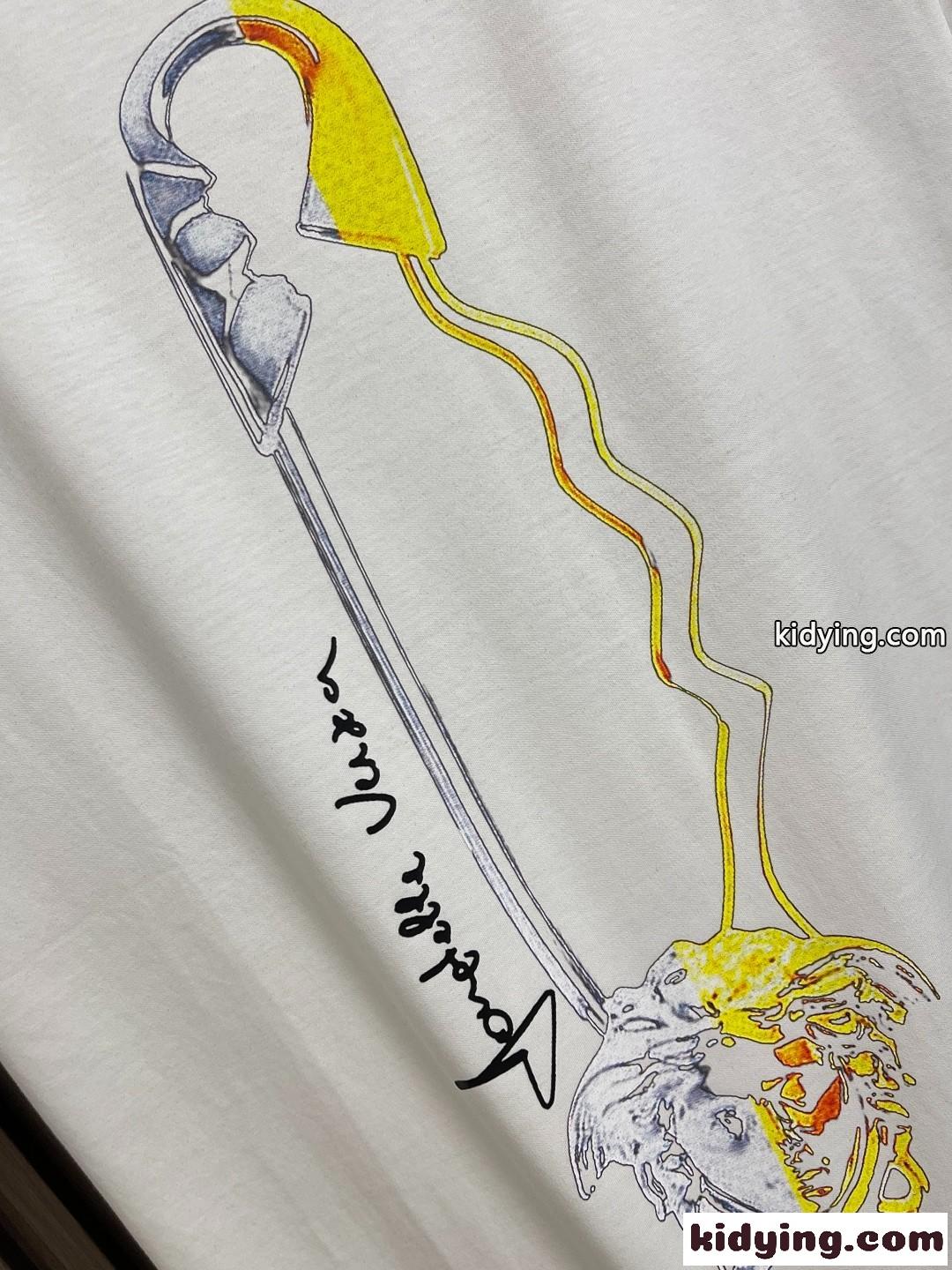 シンプル プリント クルーネック 半袖Tシャツ ヴェルサーチェ Tシャツ 偽物-3