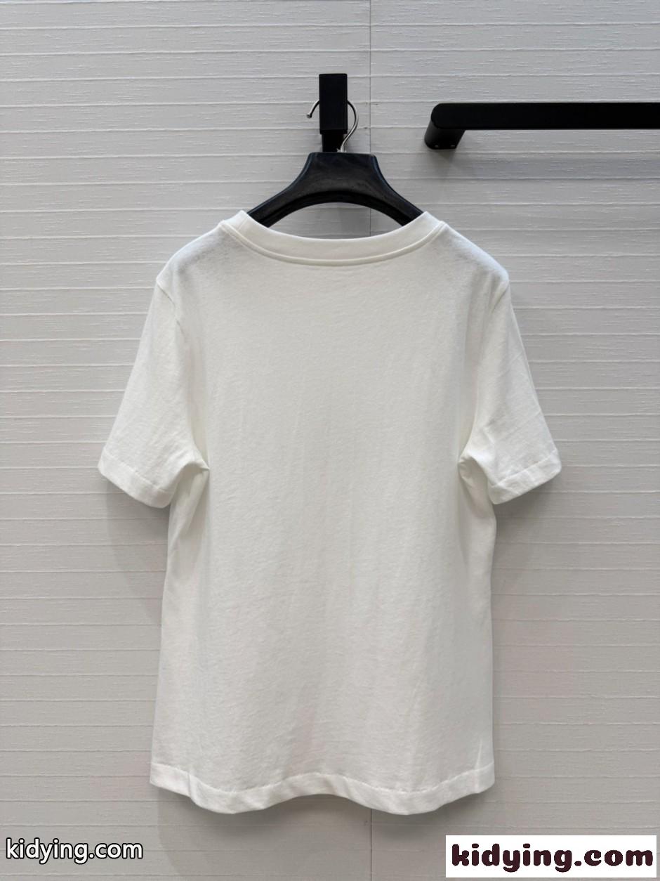 コットン プリント 半袖Tシャツ クロエ Tシャツ コピー ホワイト-4