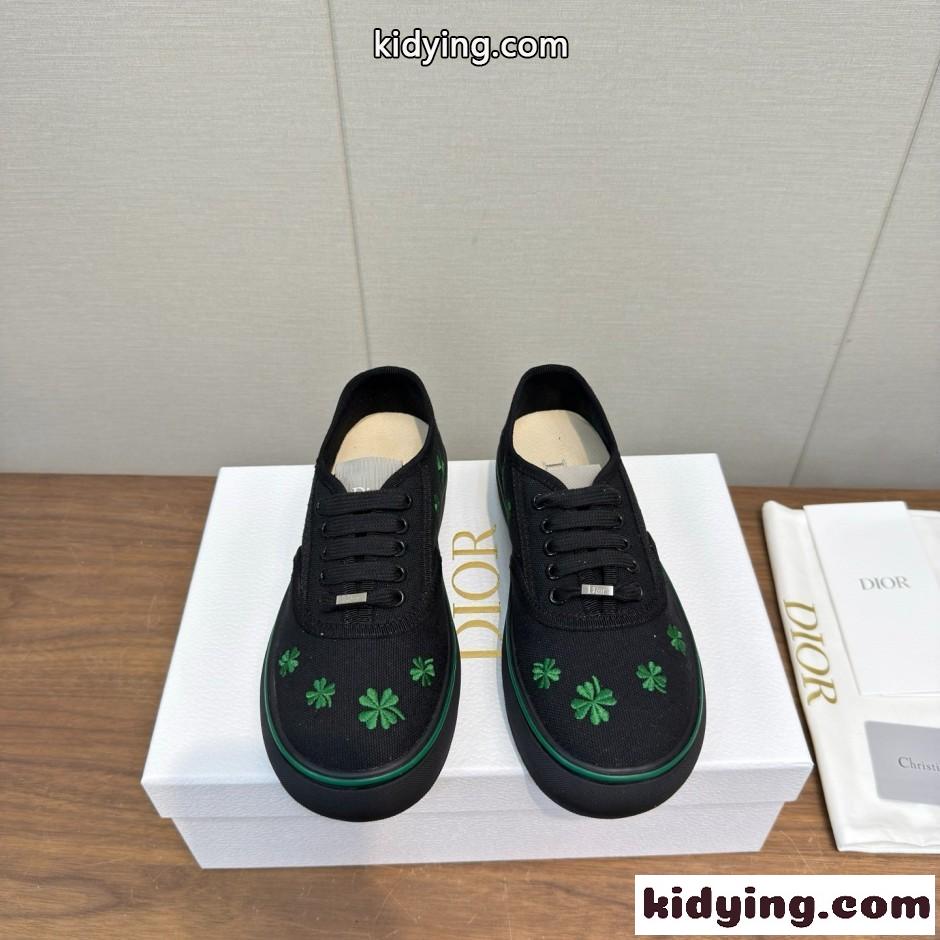 四葉のクローバー刺繍 クリスチャン・ディオール Dior Saltwind スニーカー コピー ブラック-2