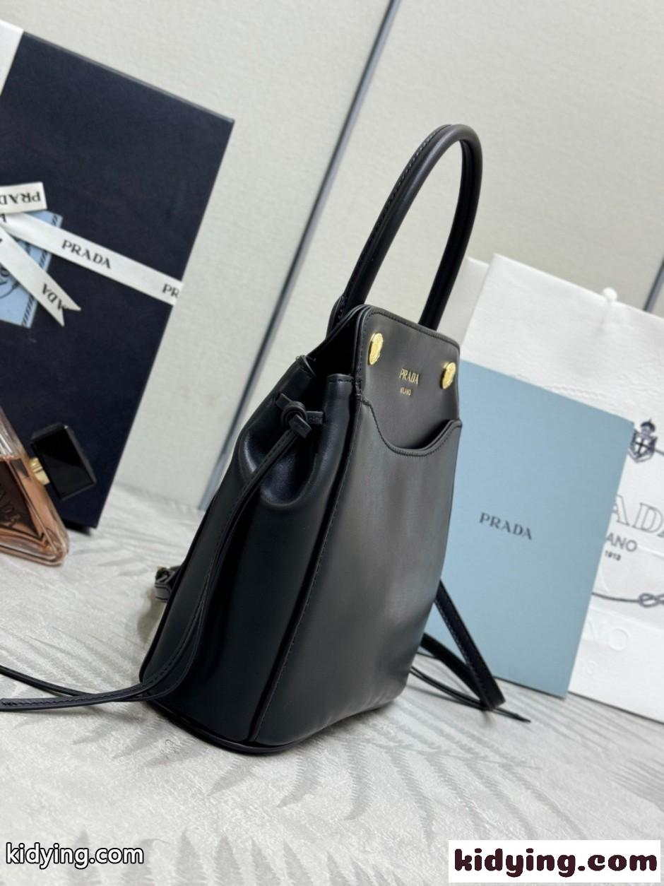 プラダ キャリー ミニ レザー ハンドバッグ スーパーコピー 1BA496 ブラック-2
