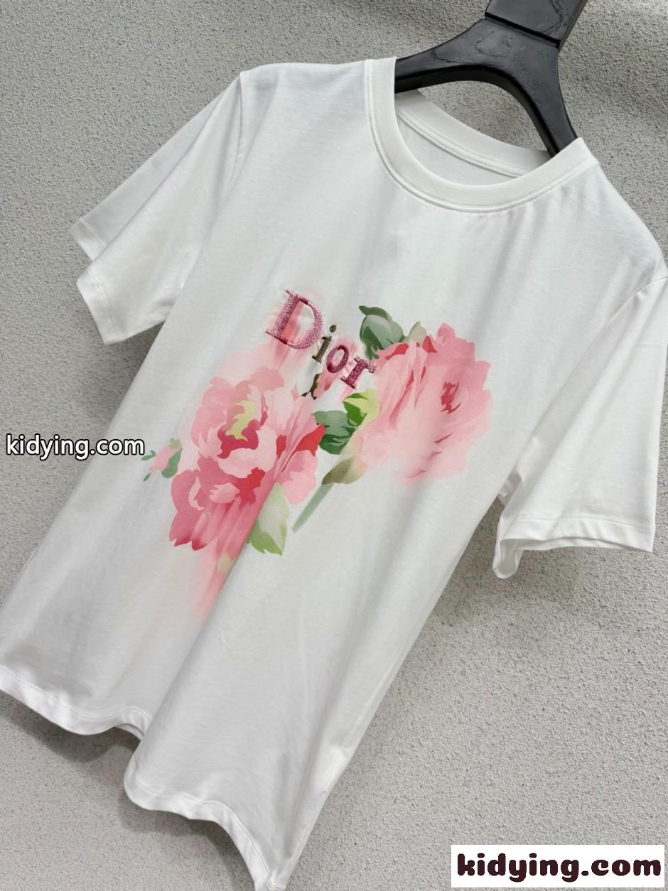 カジュアル コットン 半袖Tシャツ クリスチャン・ディオール Tシャツ 偽物-4