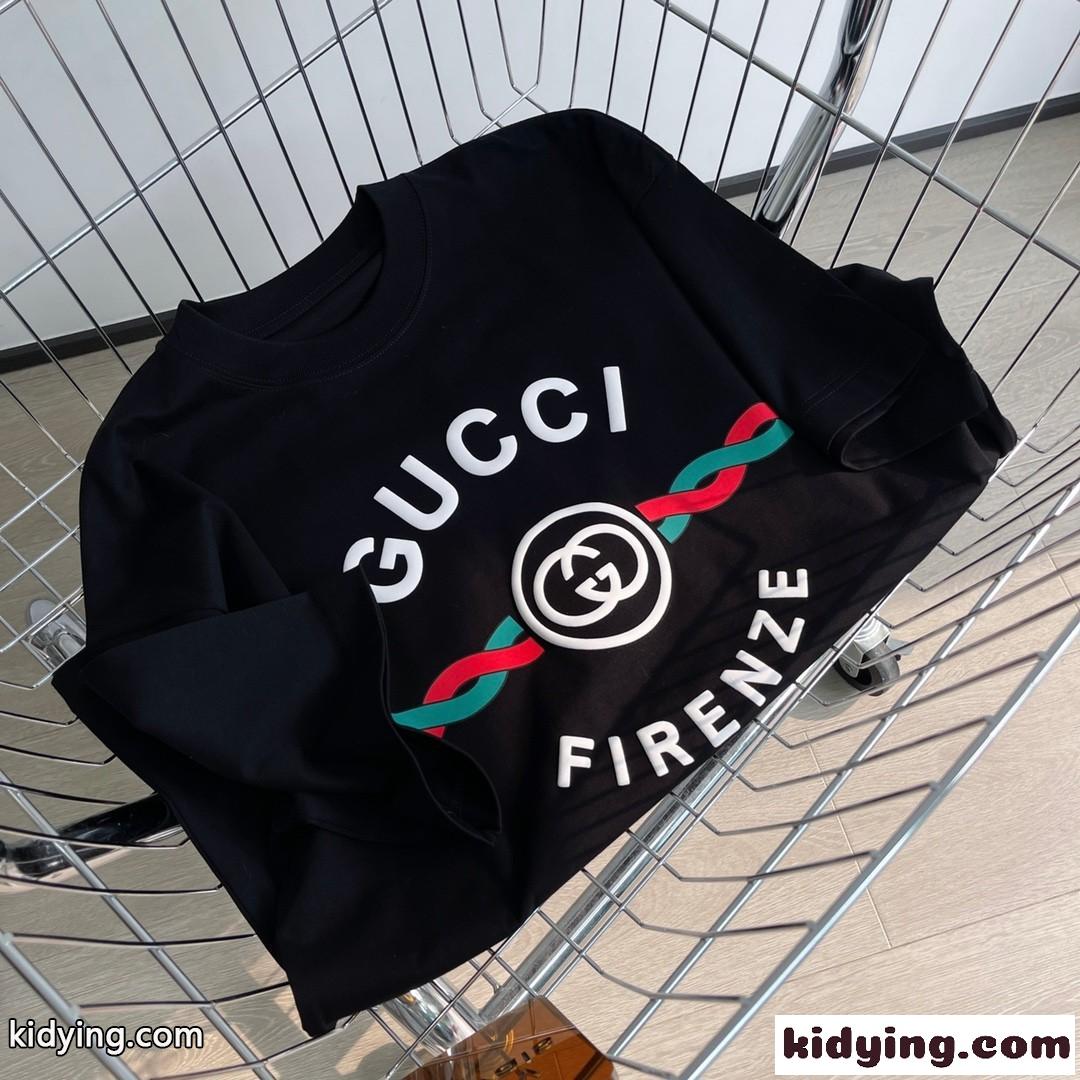3色あり 体型カバー 着痩せ 人気 クルーネック ロゴ プリント グッチ 半袖Tシャツ コピー 着心地いい カジュアル-2