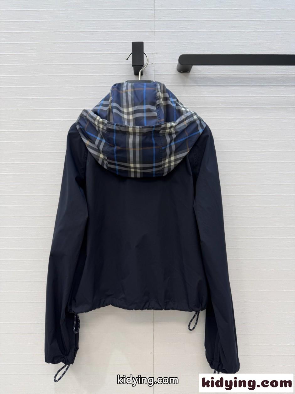 クロップド ニューコット フーデッドジャケット バーバリー ジャケット コピー-4