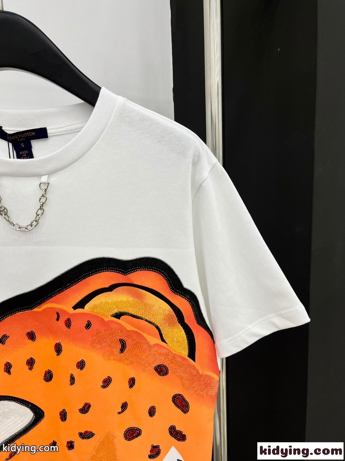 注目される ヒョウ柄 コットンTシャツ ルイ・ヴィトン 半袖Tシャツ コピー 人気-1