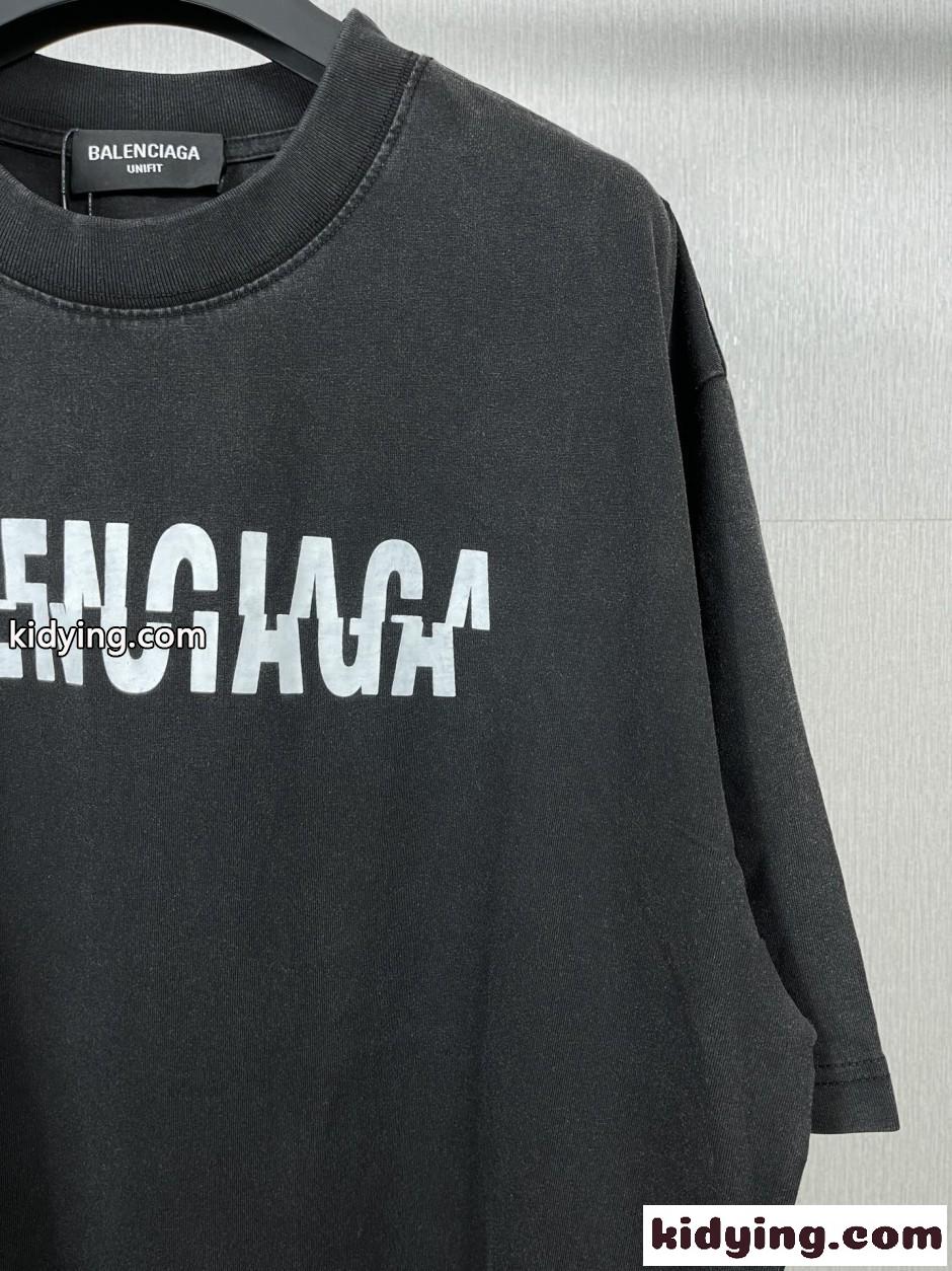 ロゴ入り ユニセックス 半袖Tシャツ バレンシアガ Tシャツ コピー オーバーサイズ-4