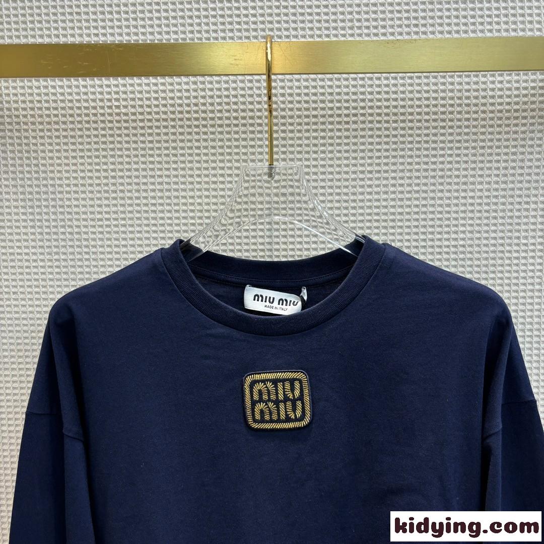 定番 合わせやすい コットン 長袖Tシャツ ミュウミュウ Tシャツ コピー レディース-2