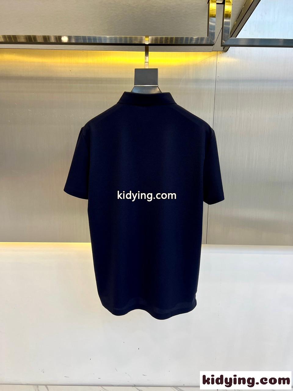 シンプル カジュアル 半袖 ポロシャツ エルメネジルド・ゼニア 半袖Tシャツ コピー ダークブルー-4