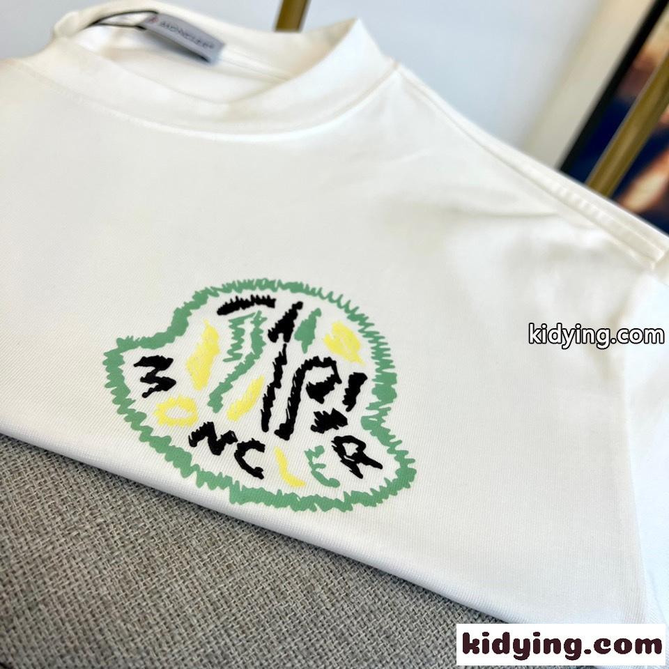 モンクレール Tシャツ コピー 定番 ロゴ クルーネック コットン 半袖Tシャツ ホワイト-2