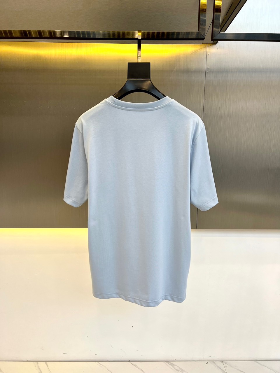 上品 カジュアル コットン 半袖Tシャツ エルメス Tシャツ 偽物 クルーネック ライトブルー-4